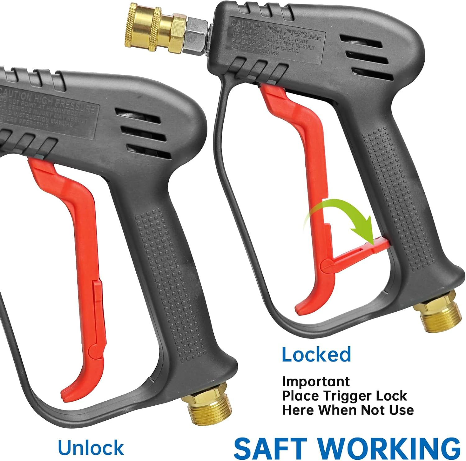 AUPETEK High Pressure Washer Short Gun 4000 Psi/280Bar with 5 Pack Spray Nozzle Tip & High-Pressure Hose Connector for Karcher Washer and M22 14MM Fitting Washer for Car Washer Cleaning Tool image number 3