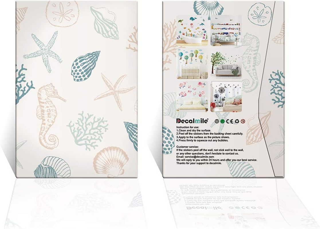 Decalmile Sea Turtles Wall Stickers under the Sea Coral Seaweed Wall Decals Bedroom Bathroom Baby Nursery Wall Decor image number 1