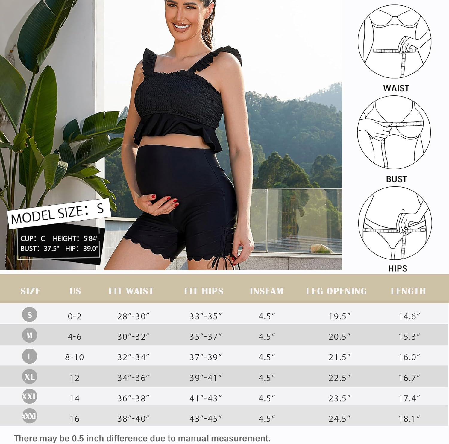 Bhome Maternity Swim Bottom High Waisted Maternity Swim Shorts Pregnant Swim Suit