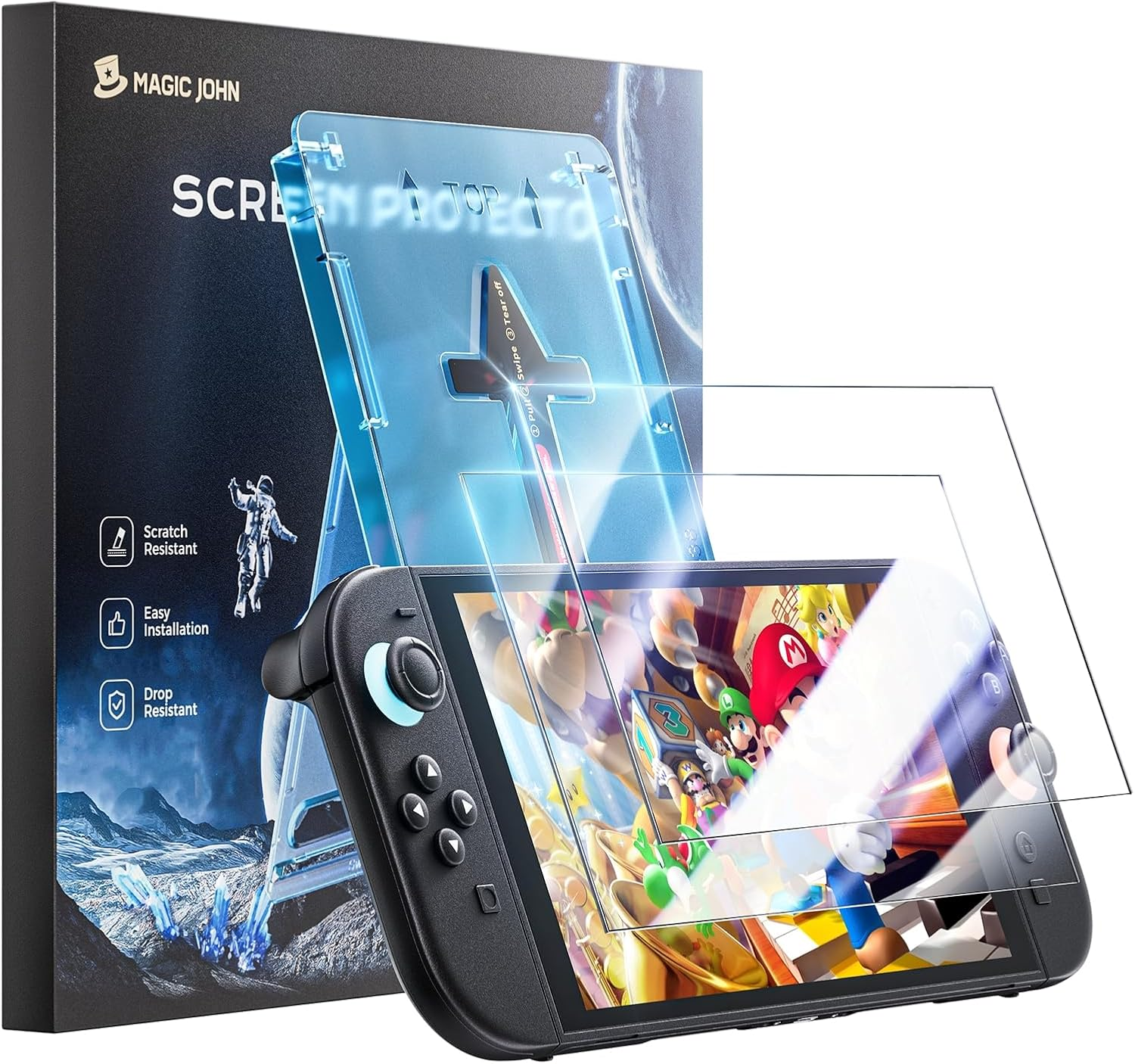 MAGIC JOHN 2 Pack for Nintendo Switch 2 Screen Protector 7.9'' [2025], 30S Installation, 9H Tempered Glass, HD Clear, Auto-Dust Removal, Bubble Free, Compatible with Switch Console image number 2