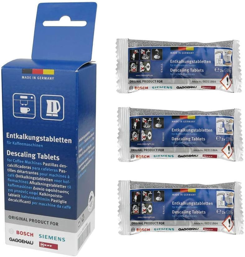 Bosch 00311864 Coffee Machine Descaling Tablets, 6 Pieces
