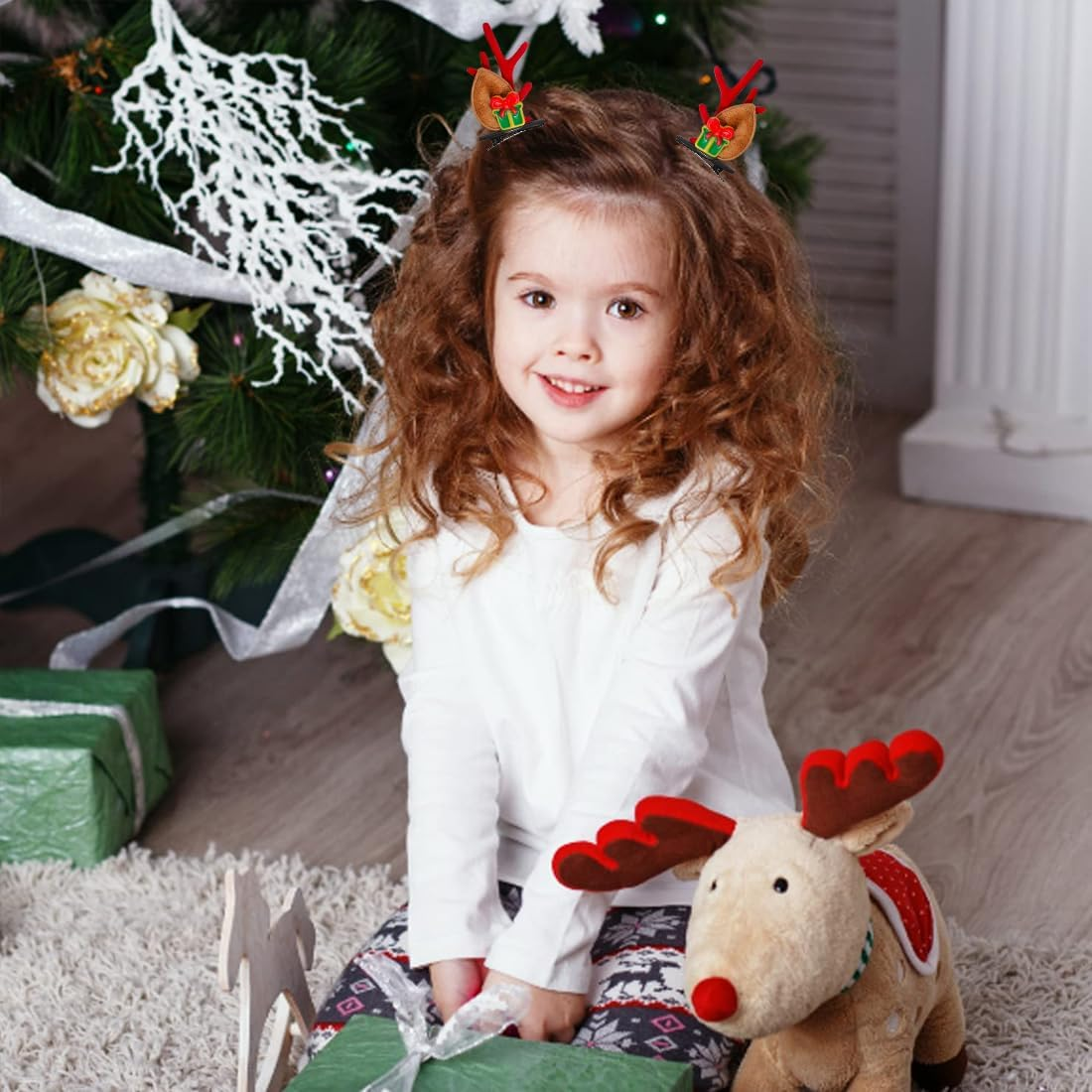 EYVRPAU 3 Pairs Christmas Hair Accessories, Reindeer Antler Hair Clips, Christmas Antler Hair Clips, Christmas Decoration Hair Clips Deer Hair Accessories for Kids Girls Women image number 2