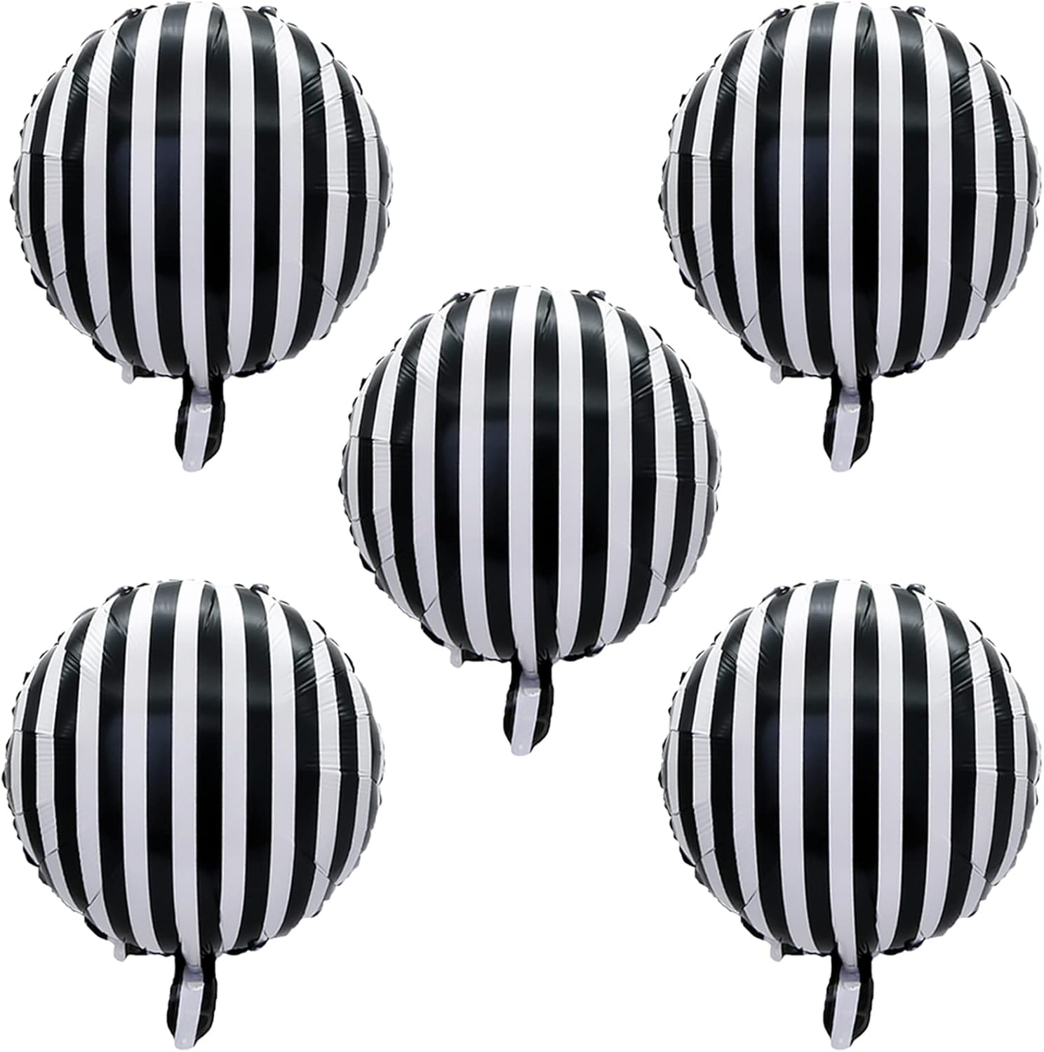 10Pcs Halloween Balloons Decorations Happy Halloween Party Foil Mylar Balloons Halloween Skull Balloons Black White Strip Balloons for Halloween Birthday Baby Shower Wedding Party Decor Supplies image number 5