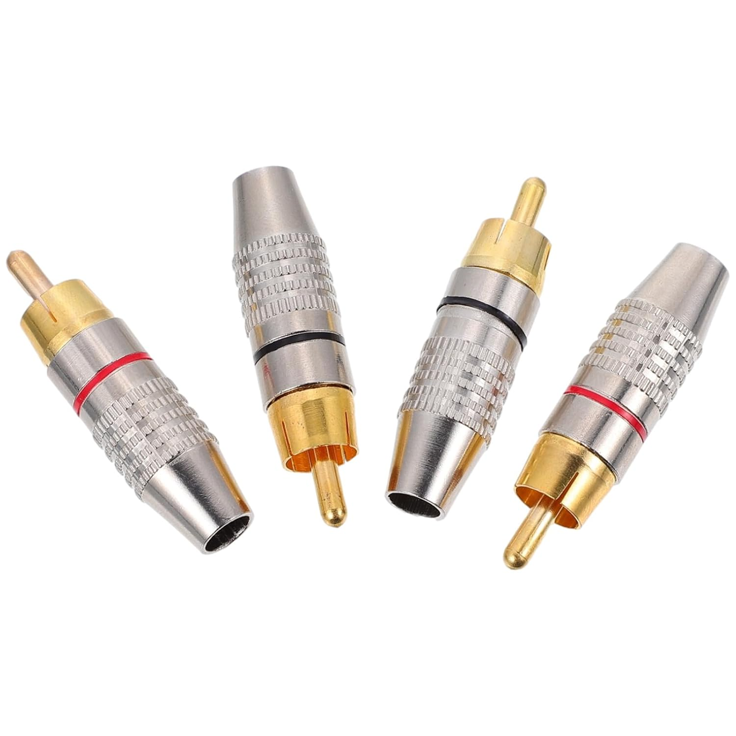 TOYZFRIENDY 4Pcs Gold Plated Audio Video Connector Metal Speaker Plug Adapter with Rings for Home Audio and AV Equipment image number 1