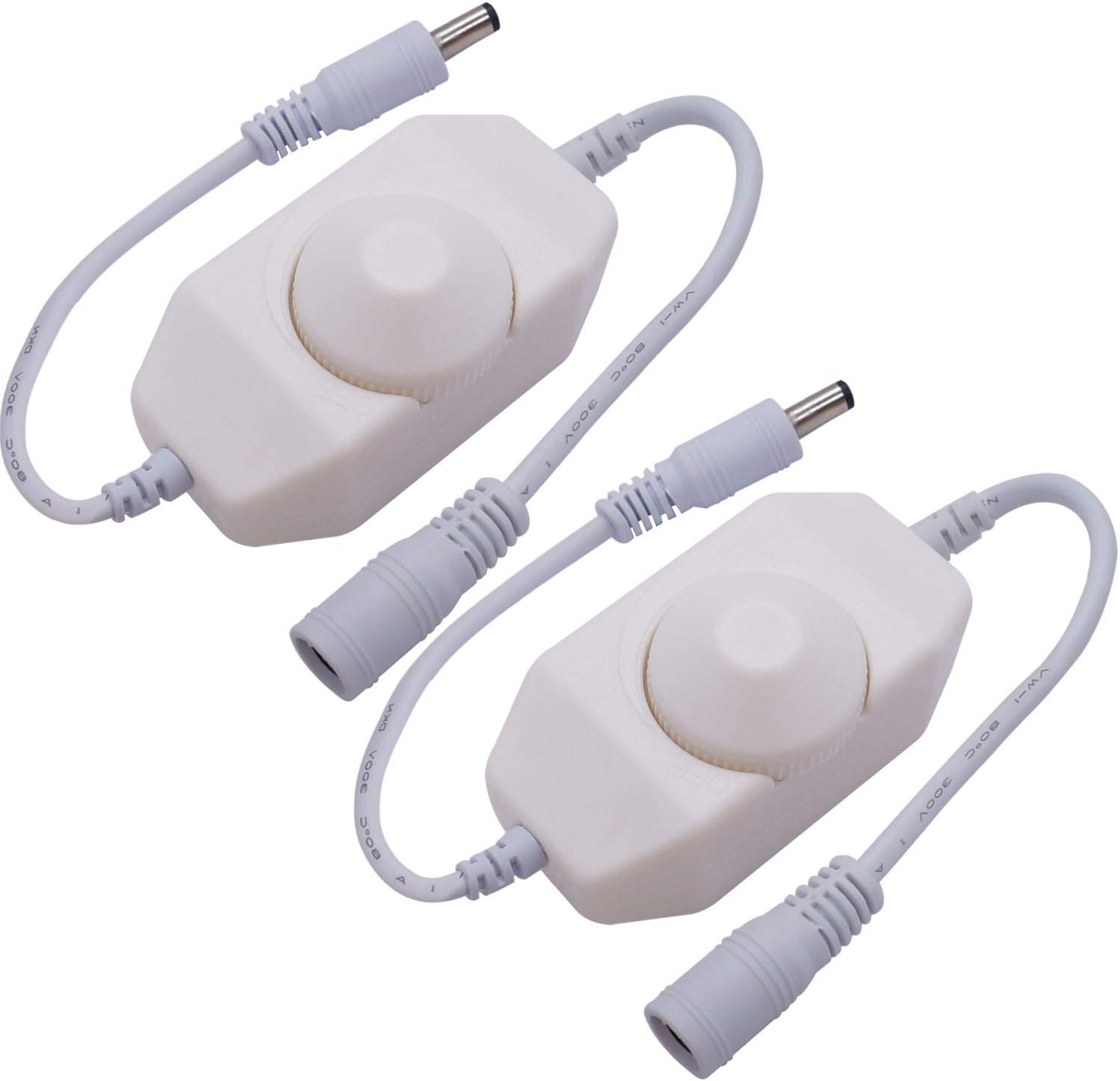 Weideer 2Pcs LED Strip Lights Dimmer DC12V-24V Rotary Dimmer Switch for LED Strip Lights LED Rope Light 3528 5050 5630 Black K-018-BK