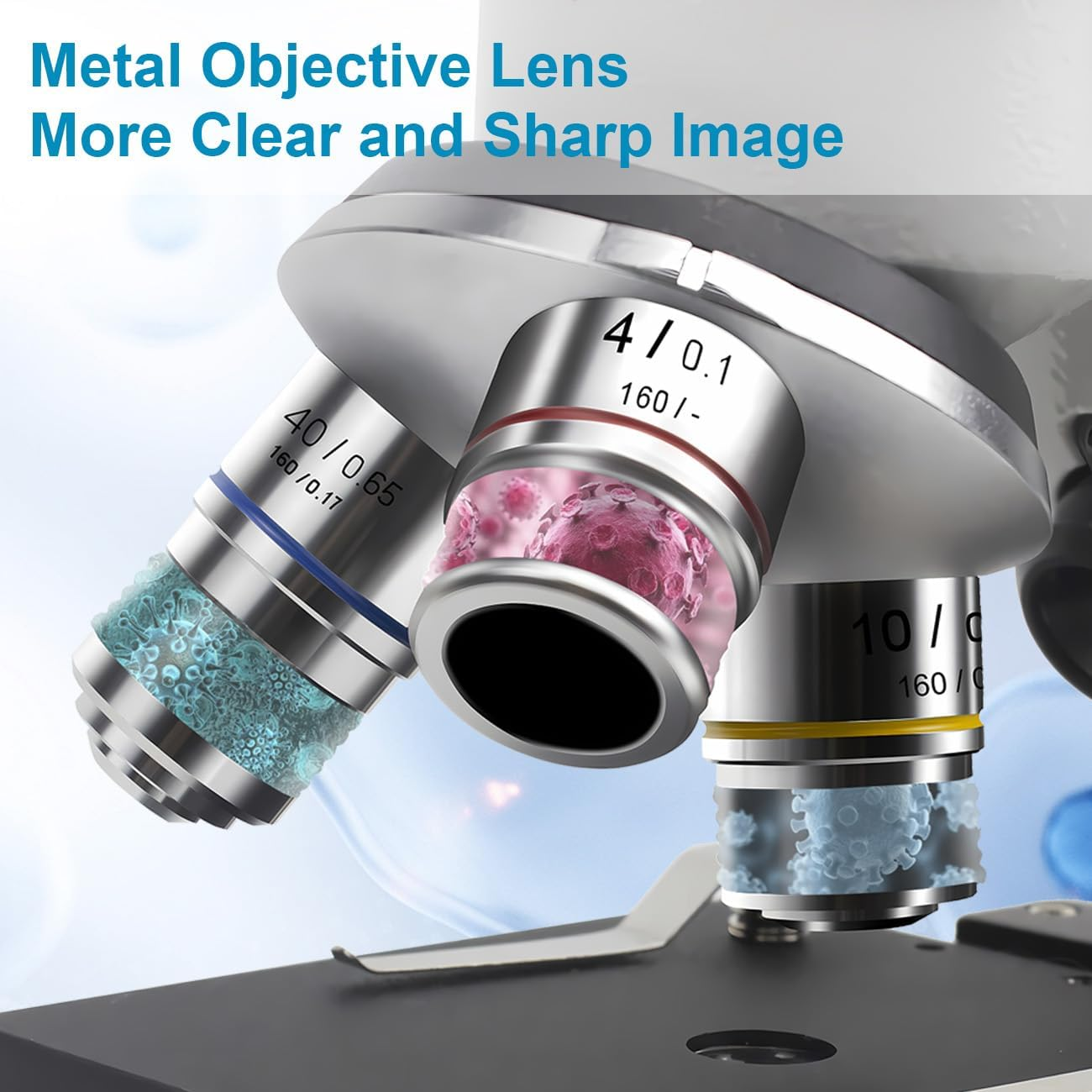 Microscope for Adults Kids Students, 40X-2000X Microscope with Electronic Eyepieces，Metal-Body Dual LED Illumination, Biological Microscope Kit for Kids Students Home School Lab image number 6