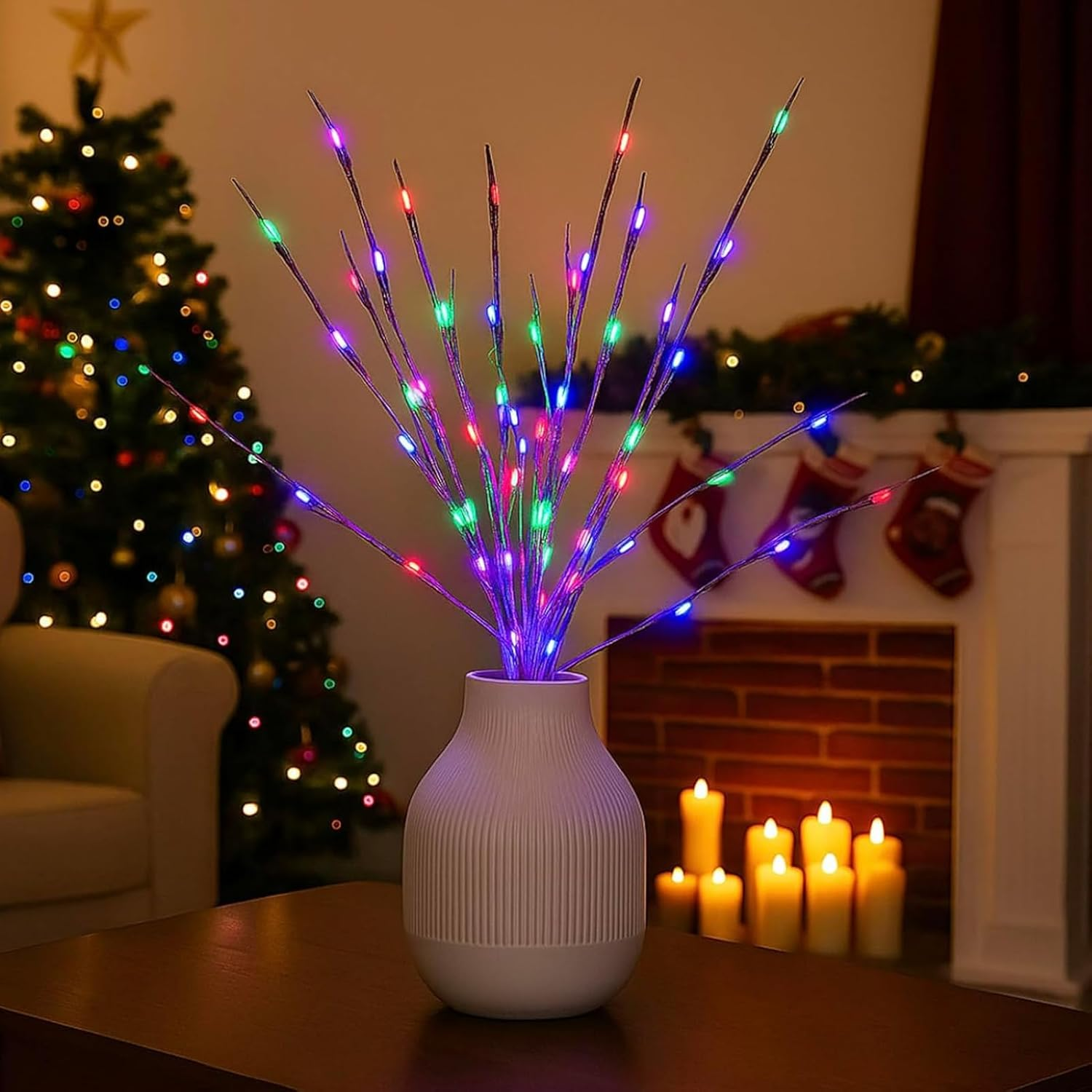 Privilege LED Branch Light, Privilegew/Privileweg LED Branch Light, Lighted Vase Filler Willow Tree, Twinkle Artificial Twig Vase with Illuminate (Warm Colors,3 Pcs)