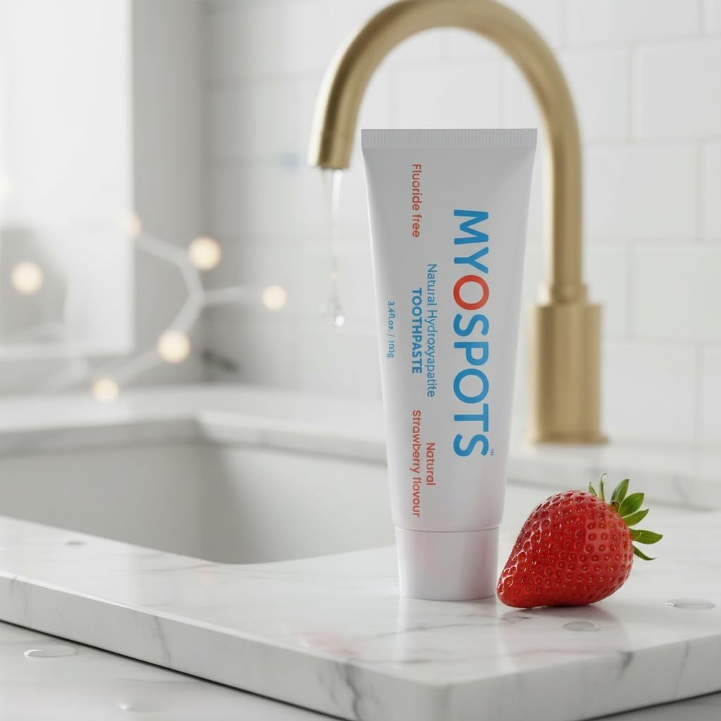 MYOSPOTS Hydroxyapatite Toothpaste - Whitening & Sensitive Care, Reinvented Oral Health with HYDROXYAPATITE, Strawberry Flavour, Fluoride & Sodium Lauryl Sulfate Free (1) image number 4