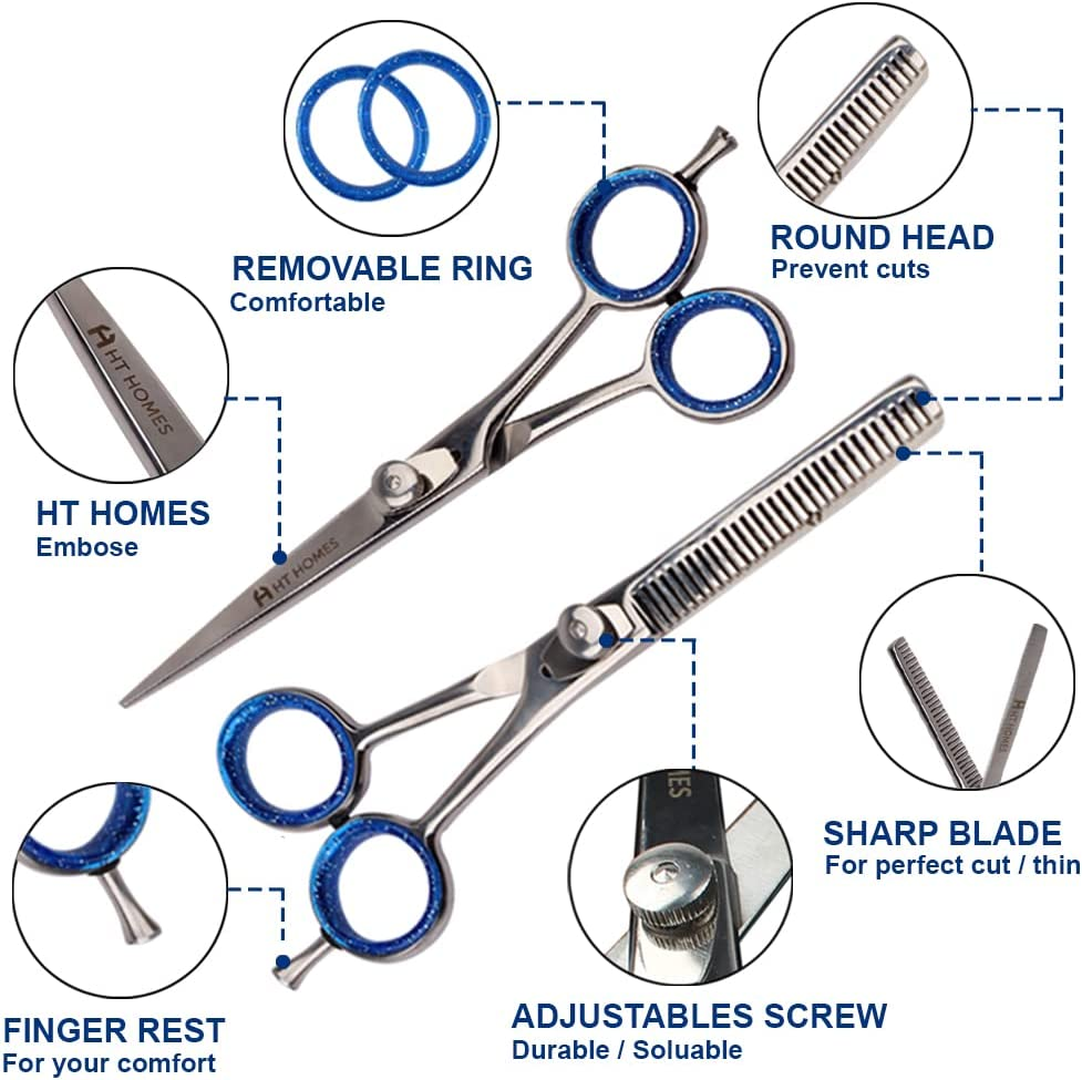 Professional Barber Scissors Set - Thinning Scissors & Shears Kit, 6.5 Inch Silver Hairdressing Shears, Japanese Stainless Steel for Salon with COMB. (6.5" Set of 3, Silver) image number 4