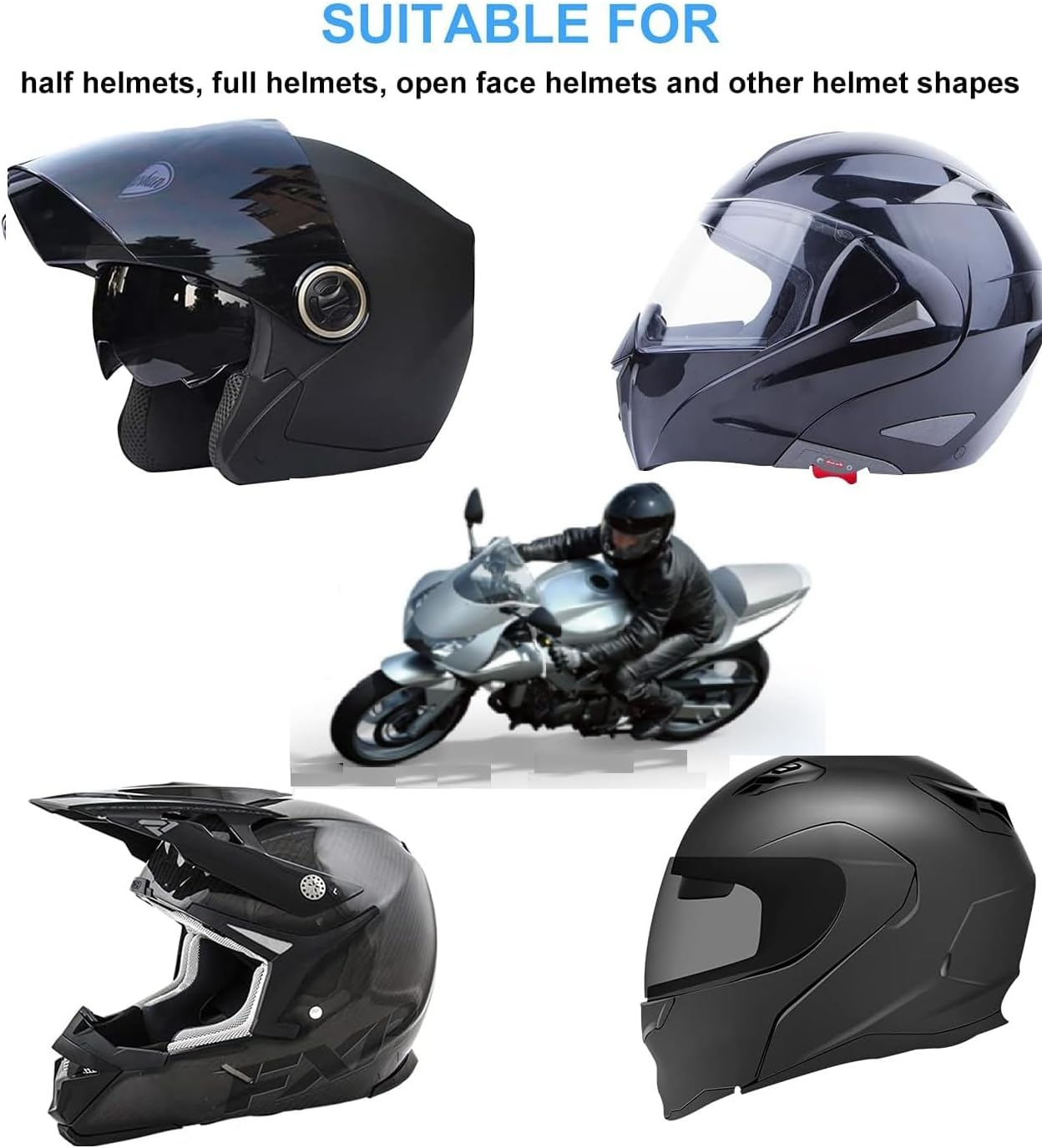 HM-1 Motorcycle Sports Helmet Wireless Bluetooth 5.0 FM Hands Free, Motorbike Headset Headphone Earphone Microphone Speaker Voice Dial Hifi Intercom Waterproof Moto Accessories image number 1
