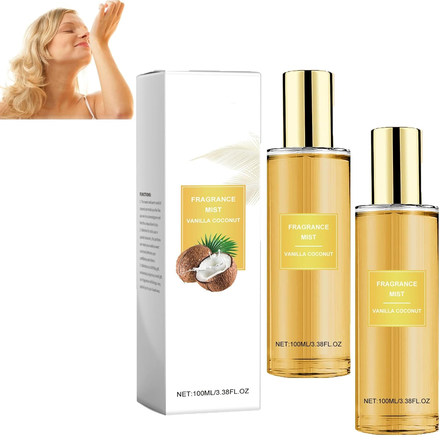 Vanilla Coconut Body Spray, Coconut Fragrance Mist, Body Spray Perfume Women, Long-Lasting Fragrance Perfume, Vanilla Body Women Spray, Hair & Body Fragrance Mist (1Pcs)