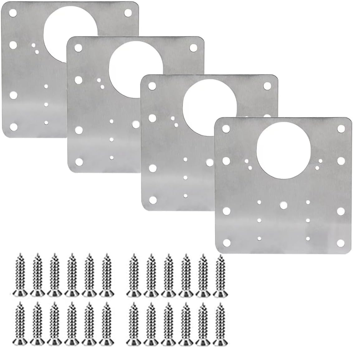 Cabinet Hinge Repair Plate 4 Pcs, Hinge Repair Kit Plate for Cabinet with 24 Mounting Screws, Suitable for Cabinets, Closets and Furniture with Hinge