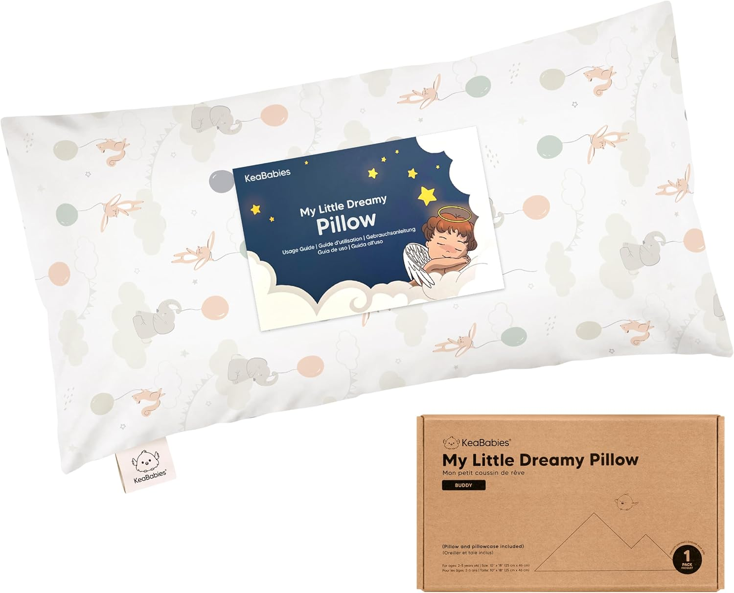 Mini Toddler Pillow with Pillowcase - 23X33 My Little Dreamy Mini Pillow, Organic Cotton Kids Pillows for Sleeping, Toddler Travel Pillow for Kid, Nursery Pillows, Small Pillow for Children (Flutter)