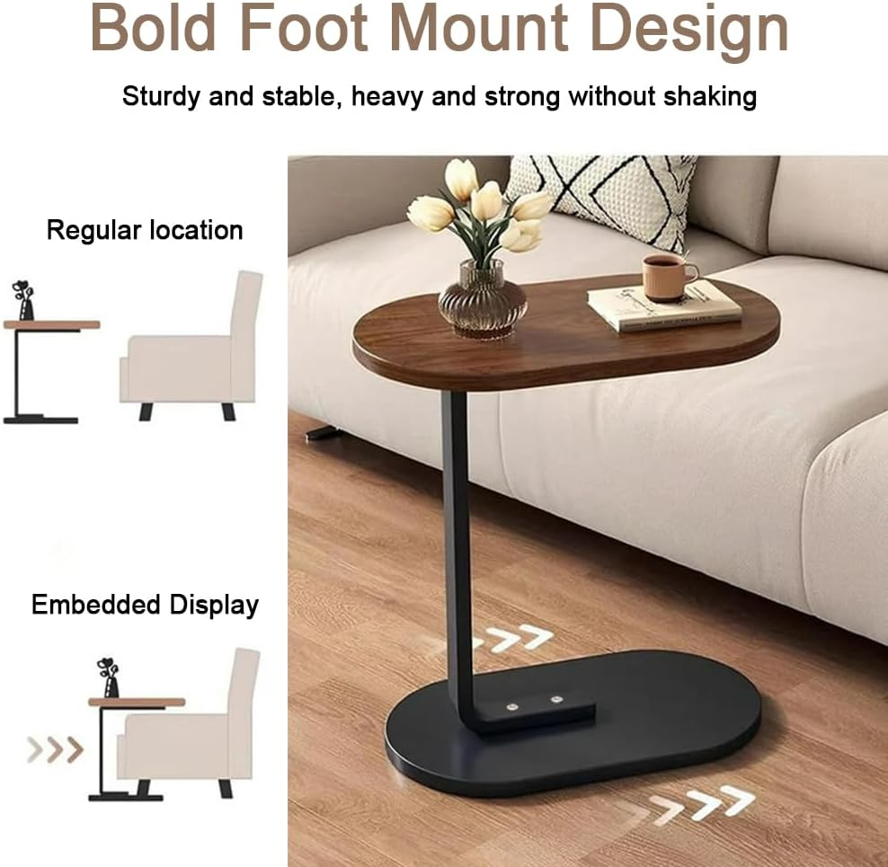 TOMVAES End Table Sofa Side Table Standing Desk Coffee Table with Rigid Steel Pipe Simple to Clean Desktop Suitable for Working by a Sofa,Walnut Color image number 2