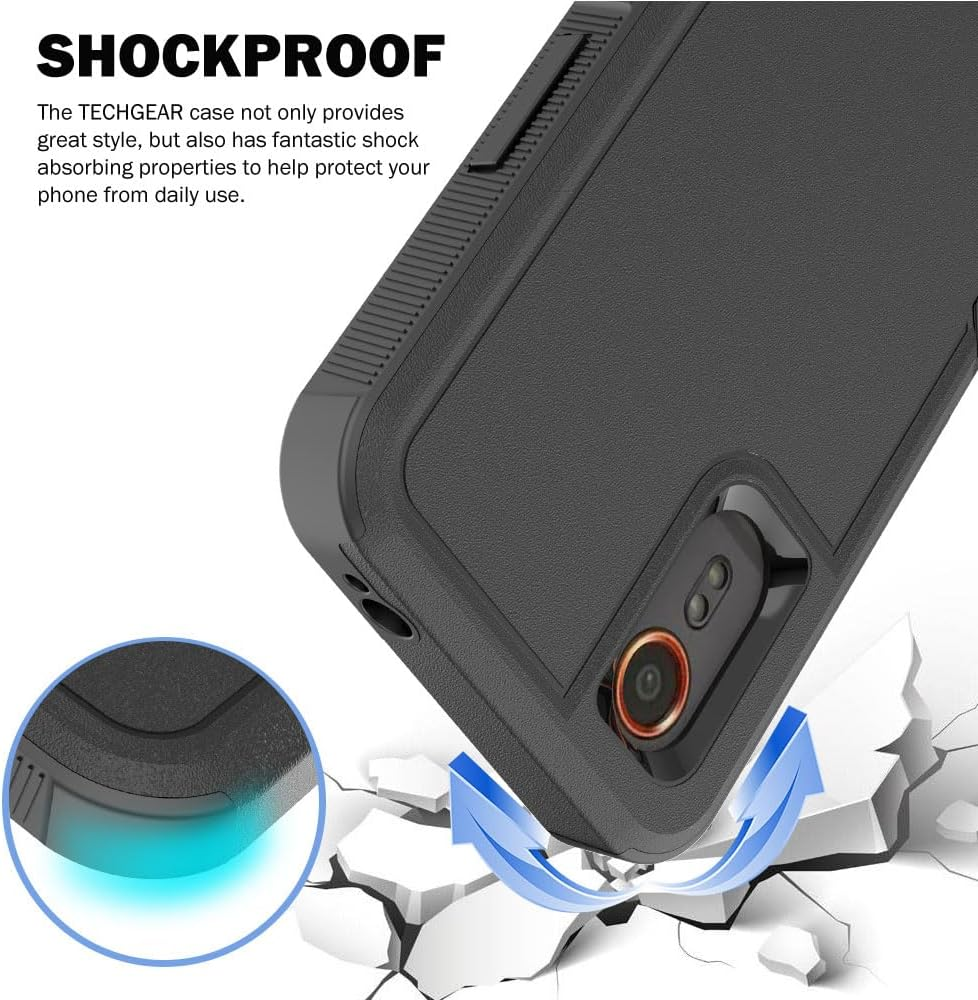 TECHGEAR Galaxy Xcover 7 Tough Armoured Case - Shockproof, Rugged, Sturdy [Heavy Duty Protection] [Non-Slip] 2-Layer Impact Phone Case Cover Designed for Samsung Galaxy Xcover 7 5G (Black) image number 5