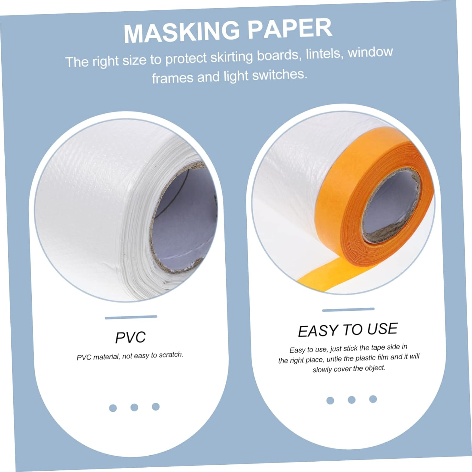 Outanaya 3Rolls Masking Paper for Auto Painting Meters Each for Automotive and Furniture Renovation Easy to Use Protective Film Adhesive Edge Suitable for Skirting Boards and Window Frames image number 6