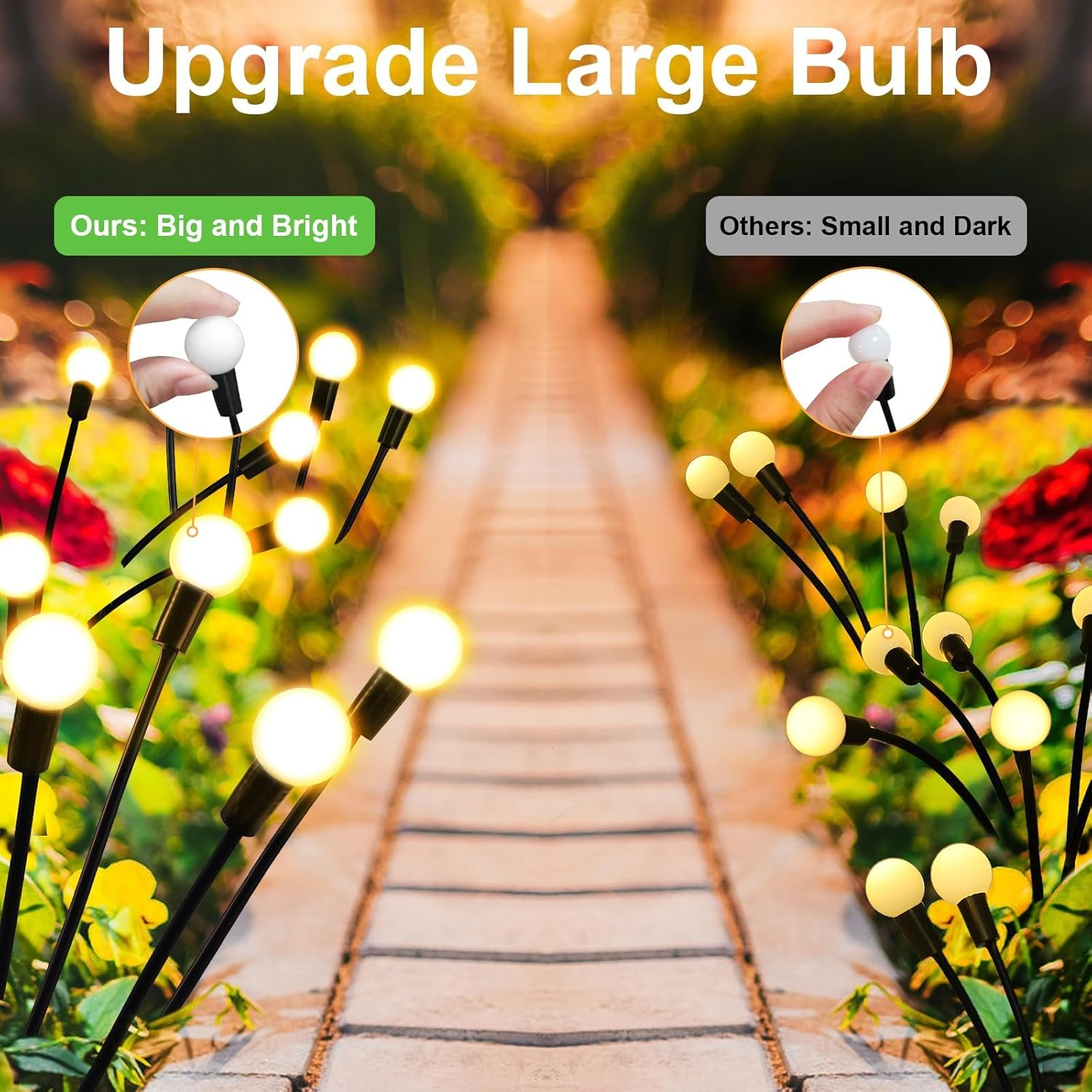 Solar Powered Firefly Lights 4 Pack, 10 LED Light Bulbs 2 Lighting Modes Waterproof Swaying Solar Garden Lights, Halloween Christmas Decorative Lights for Pathway Yard Patio Landscape (Warm White) image number 4