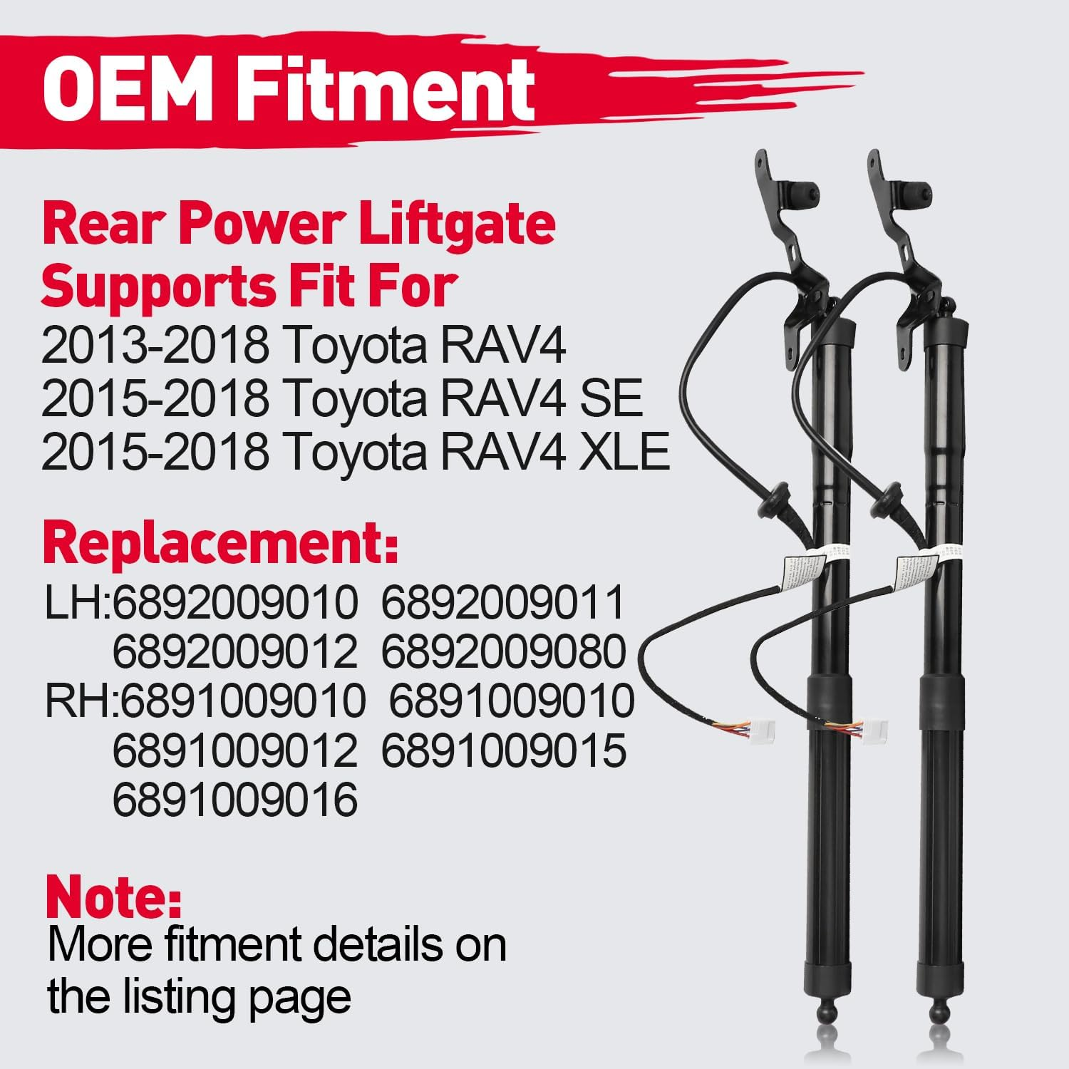 Power Rear Liftgate Struts Compatible with Toyota RAV4 2013-2018, 1 Pair Electric Trunk Struts Lift Support, 2Pcs Tailgate Power Shock Support Replacement 6892009010 6891009010 image number 2