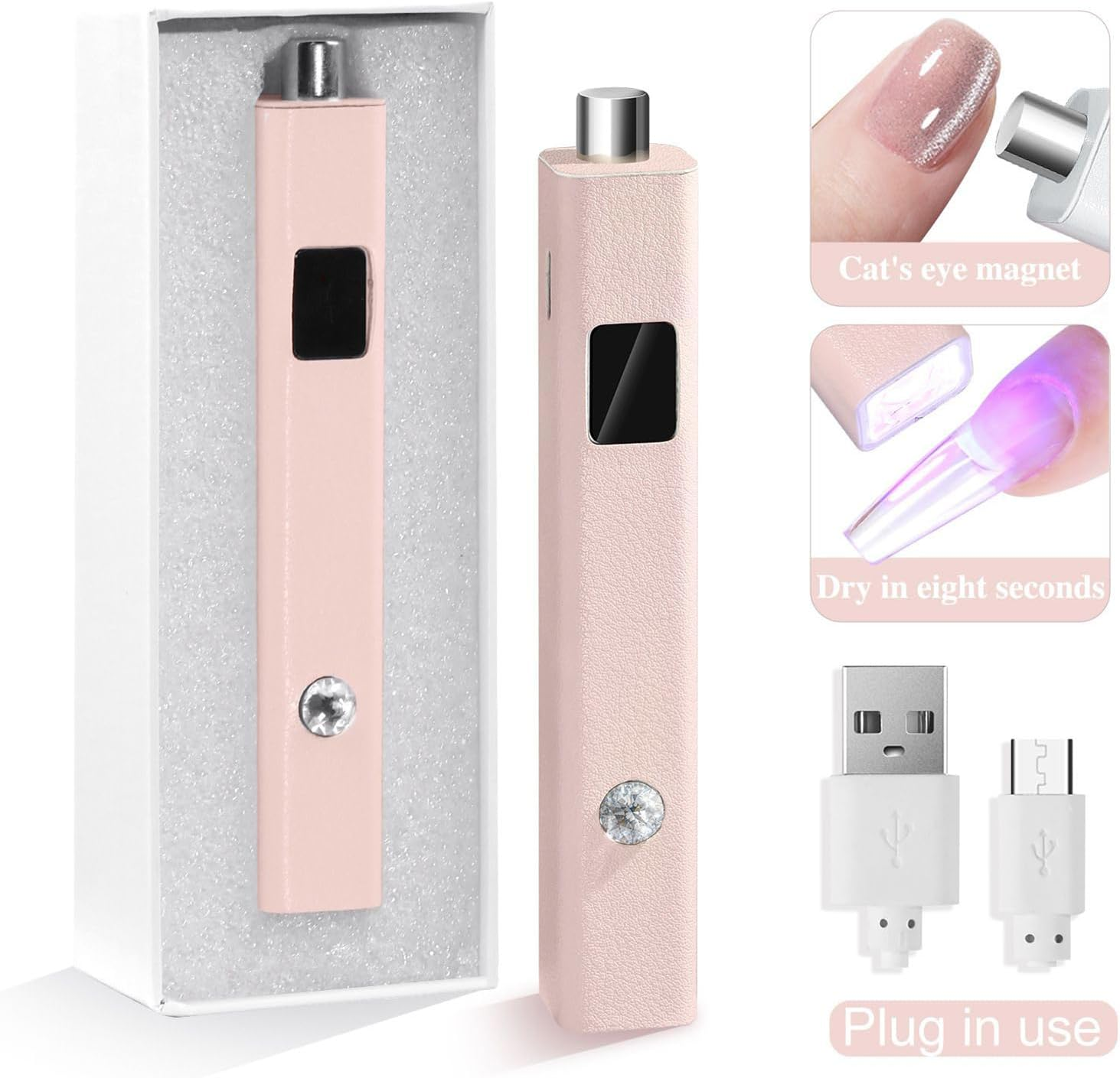 Uv Light for Gel Nails | Curing Lamp Nail Magnet Stamp,Rechargeable Handheld Manicure Tool Light for Dorm Salon Room Travel Home Counter Personal Care Routine Bathroom Manicure image number 1