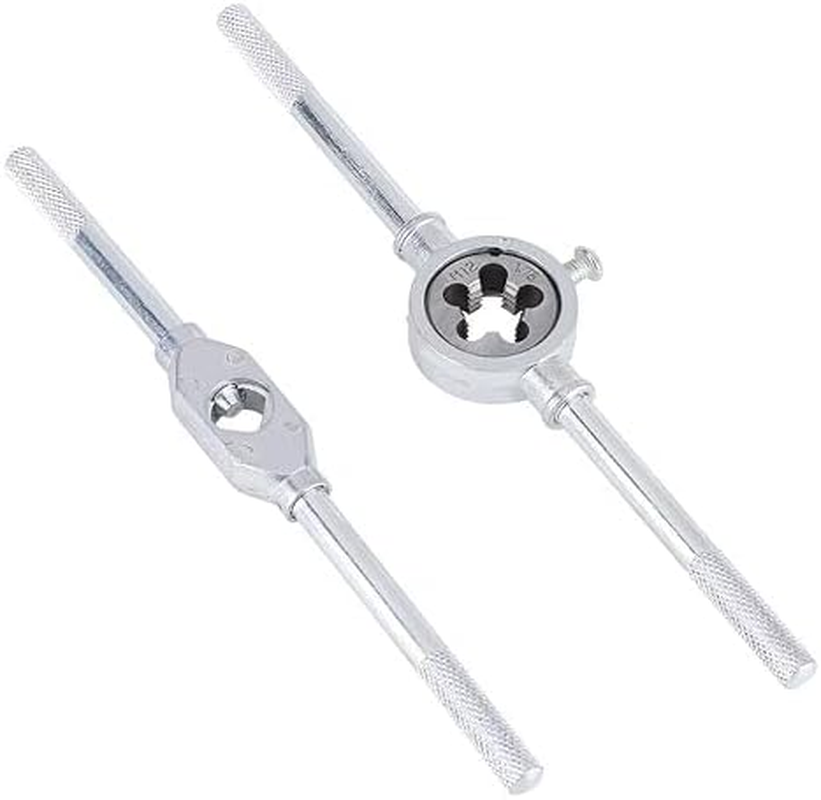 Metric Tap & Die Set Tap and Die Set, 12Pcs M6- Screw Nut Thread Taps Dies with Wrench Handle Hand Tool Kit image number 1