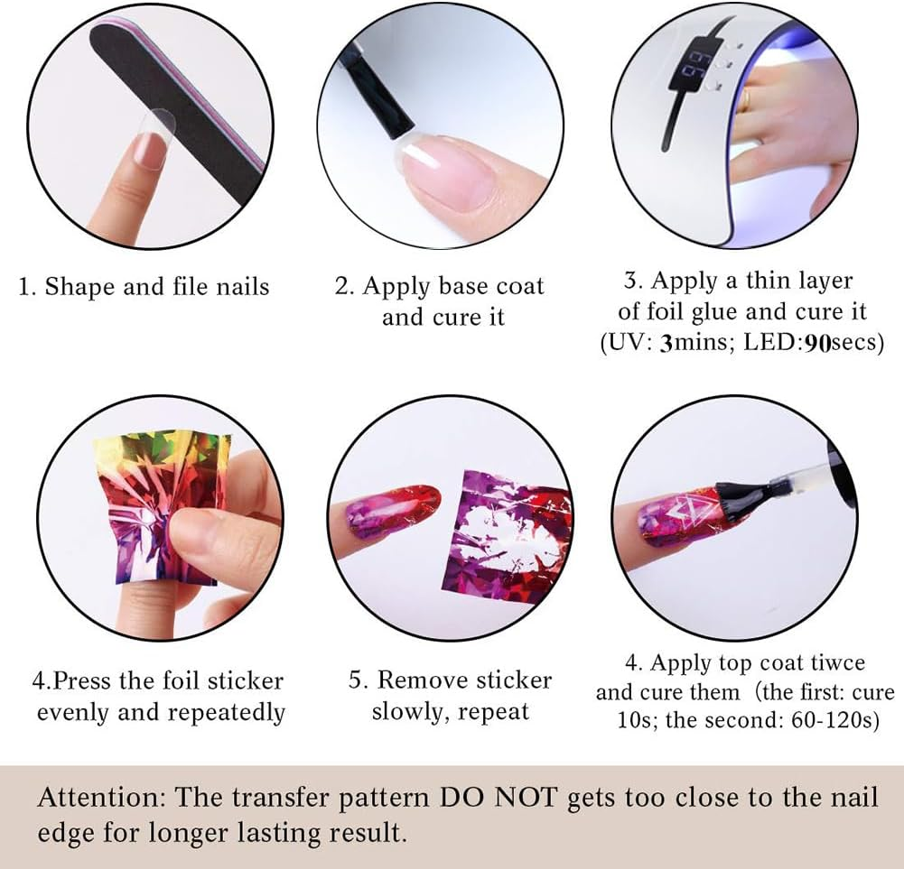 Warm Girl 2Pcs 8ML Nail Art Foil Glue Gel, 20Pcs Starry Sky Foil Stickers Set Nail Transfer Tips Manicure Art DIY UV LED Lamp Required#03 image number 1