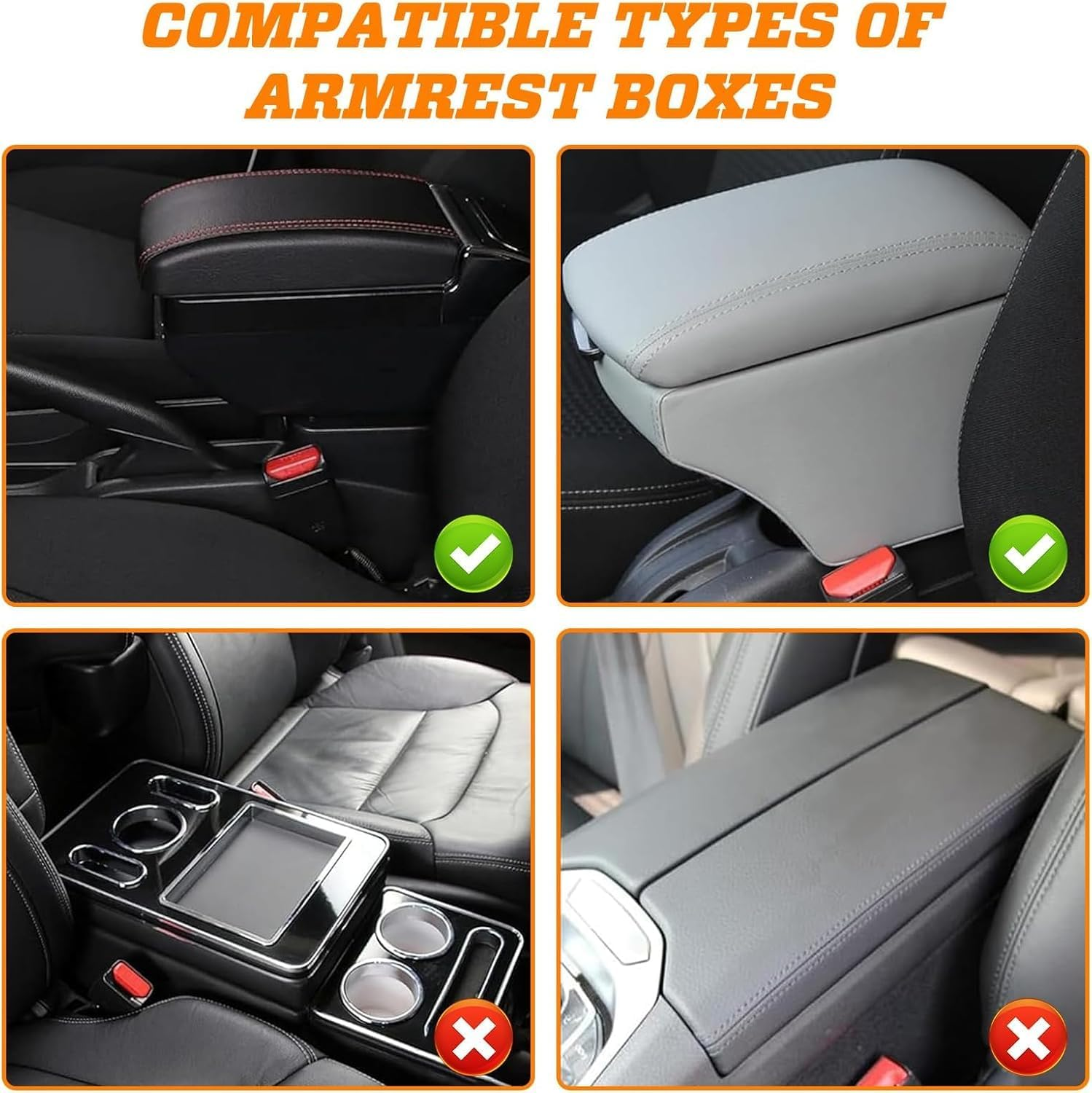 1 Pcs Memory Foam Car Armrest Cushion, Leather Car Armrest Box Pad, New Car Center Console Cushion, with Pocket and Tissue Box for Most Cars Black New Car Center Console Cushion - Burgundy image number 7