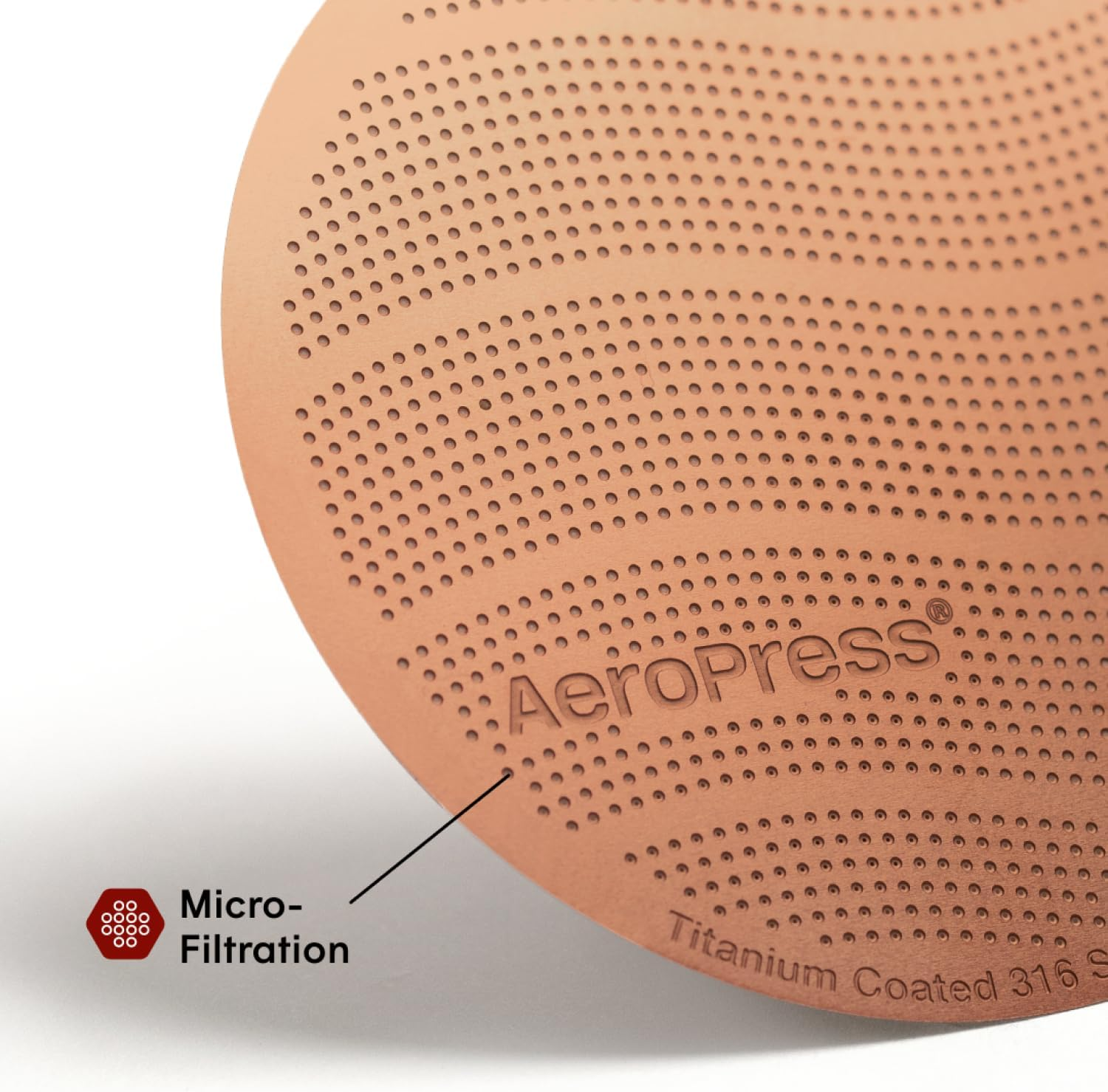 Aeropress Gold Tone Stainless Steel Reusable Filter &ndash; Durable Metal Coffee Filter, Sustainable, Eco-Friendly, Travel-Friendly, Fits Standard Aeropress Manual Coffee Makers image number 1