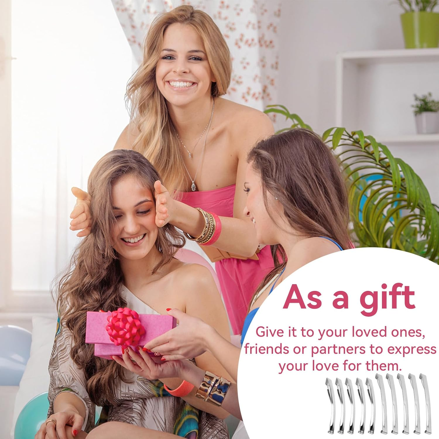 Pack of 10 Women'S Hair Clips, French Hair Clip, No Crease, French Clip, Small Hair Clip, Metal Hair Accessories for Women, Bowknot DIY Hair Clips Making, Barrette Fine Women image number 3