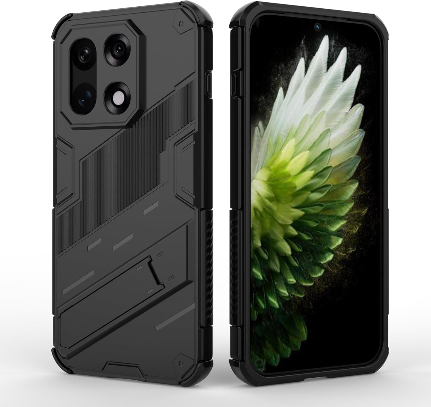 ESHUYI Compatible with Oneplus 15 Case with Stand Holder Protective Case [For Mobile Phone Holder Car Magnet] Military Shockproof Mobile Phone Case, Black image number 5