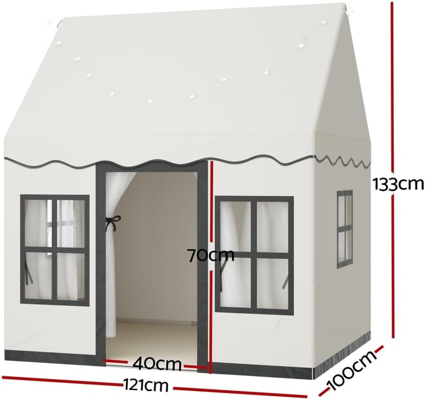 KEEZI Kids Play Tent Playhouse Castle with String Lights Floor Mat Side Pocket image number 4