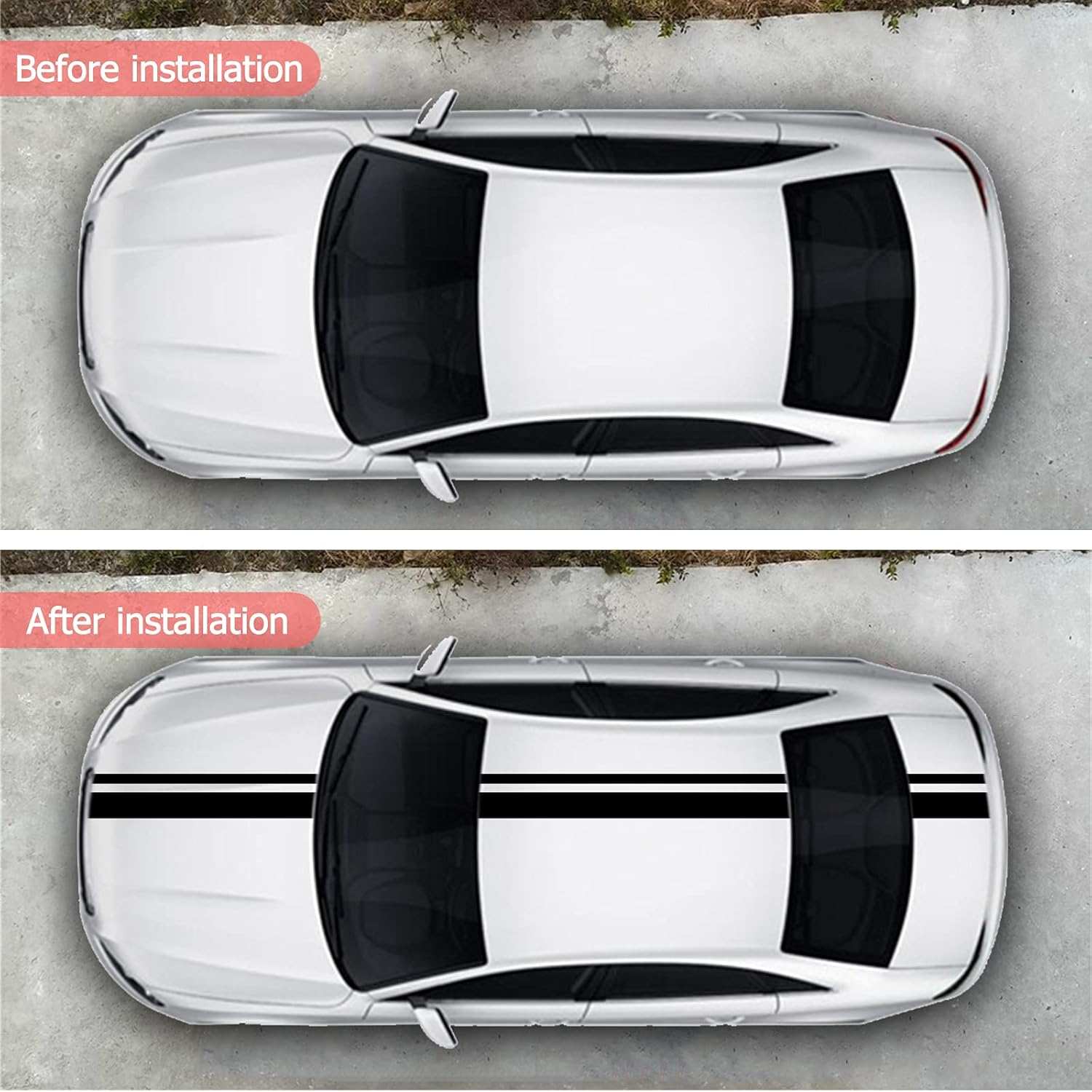 SUNJIKA 3PCS Vinyl Car Side Sticker Long Stripe Graphic Auto Hood Tailgate Body Racing Sports Decals Universal Car Truck DIY Decal Stripe Vinyl Stickers Decoration (Black) image number 3