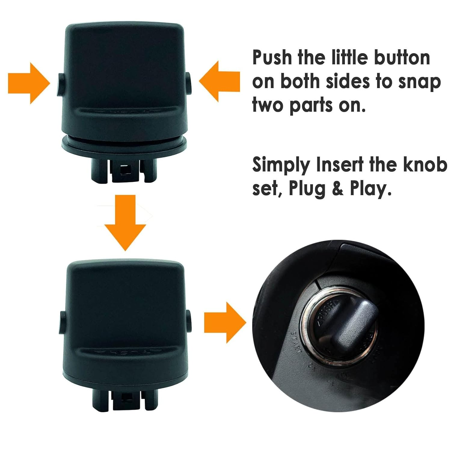 Keyless Ignition Switch Knob Push Turn Start Knob Cap and Insert for Mitsubishi Lancer 2008-2017 Outlander 2007-2013 4408A167 4408A031
