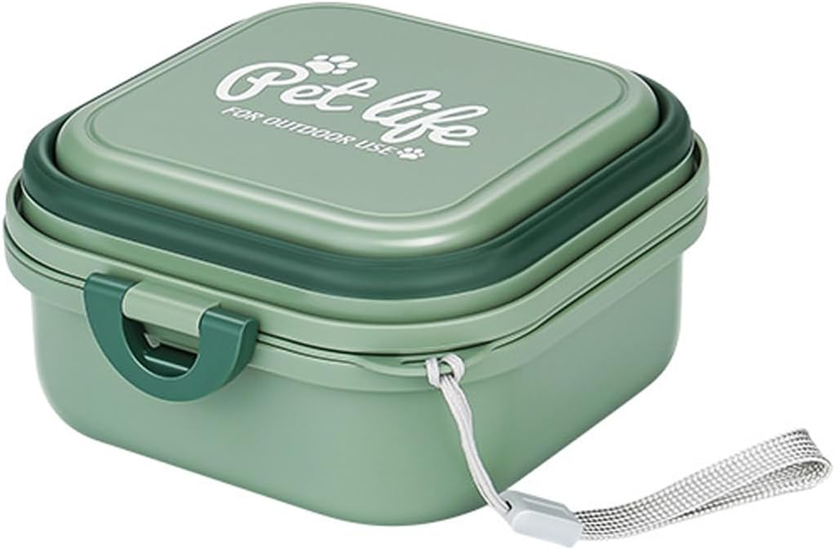 AIMALL 2-In-1 Portable Collapsible Pet Food and Water Bowl, Double-Layer Travel Dog Bowl with Lid, 5.62X5.39X2.75 Inches, Ideal for Outdoor Hiking Camping and Pets