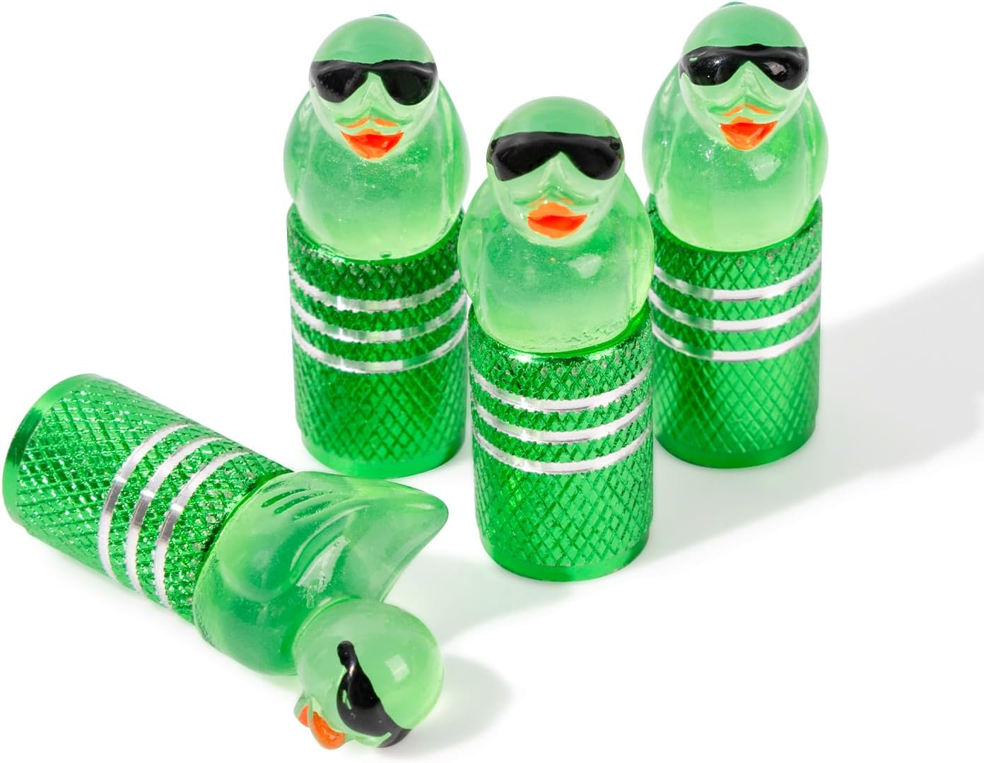 Rislobx 4Pcs Tire Valve Stem Cap Cover for Car SUV Truck, Valve Cover with Funny Duck Sunglasses, Decorative Tire Valve Caps Wheel Accessories (Black Sunglasses Duck)