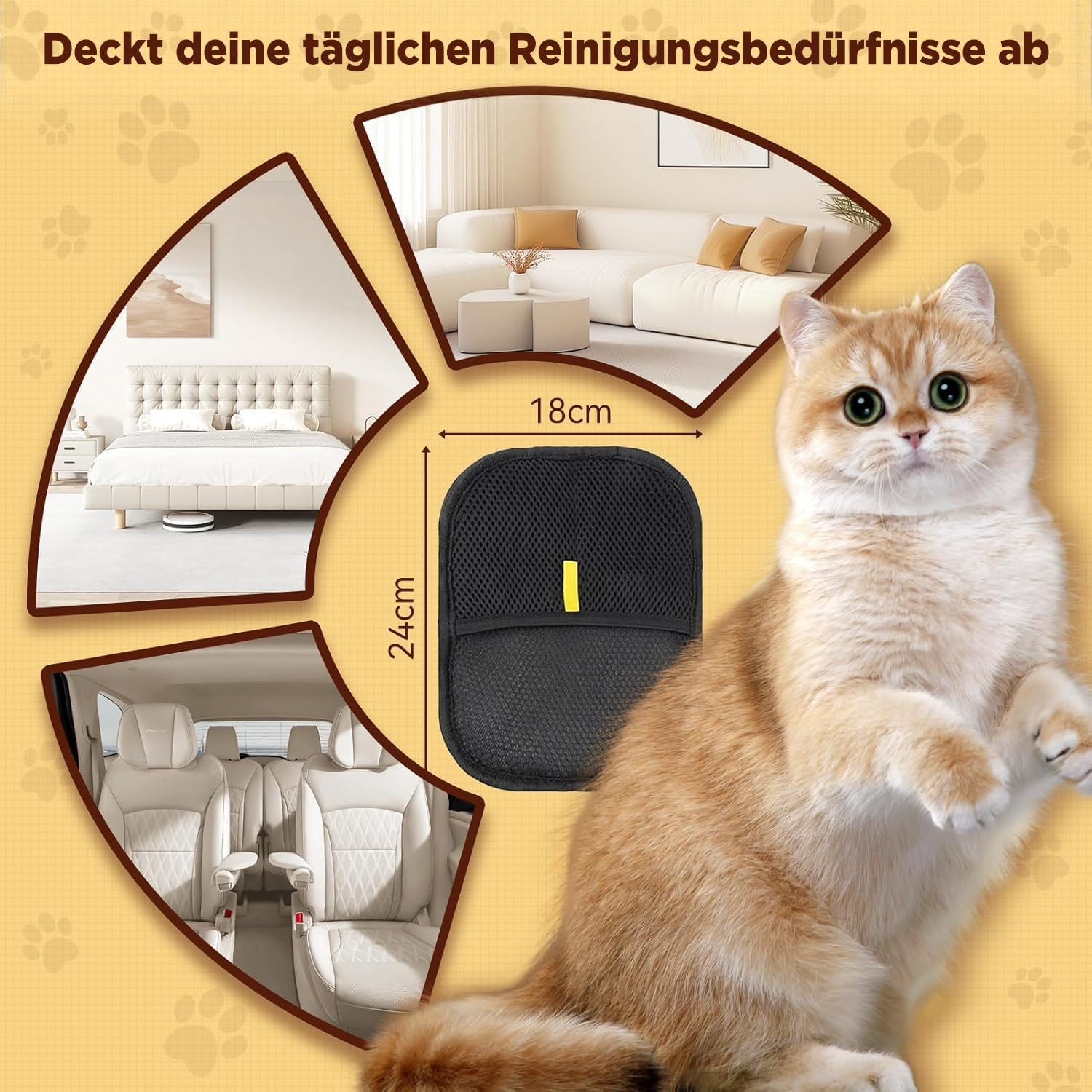 CYSOCZS Grooming Gloves for Dogs and Cats, Set of 2, Mesh Design with Adjustable Closure, Black/Yellow (1 Pack) image number 1