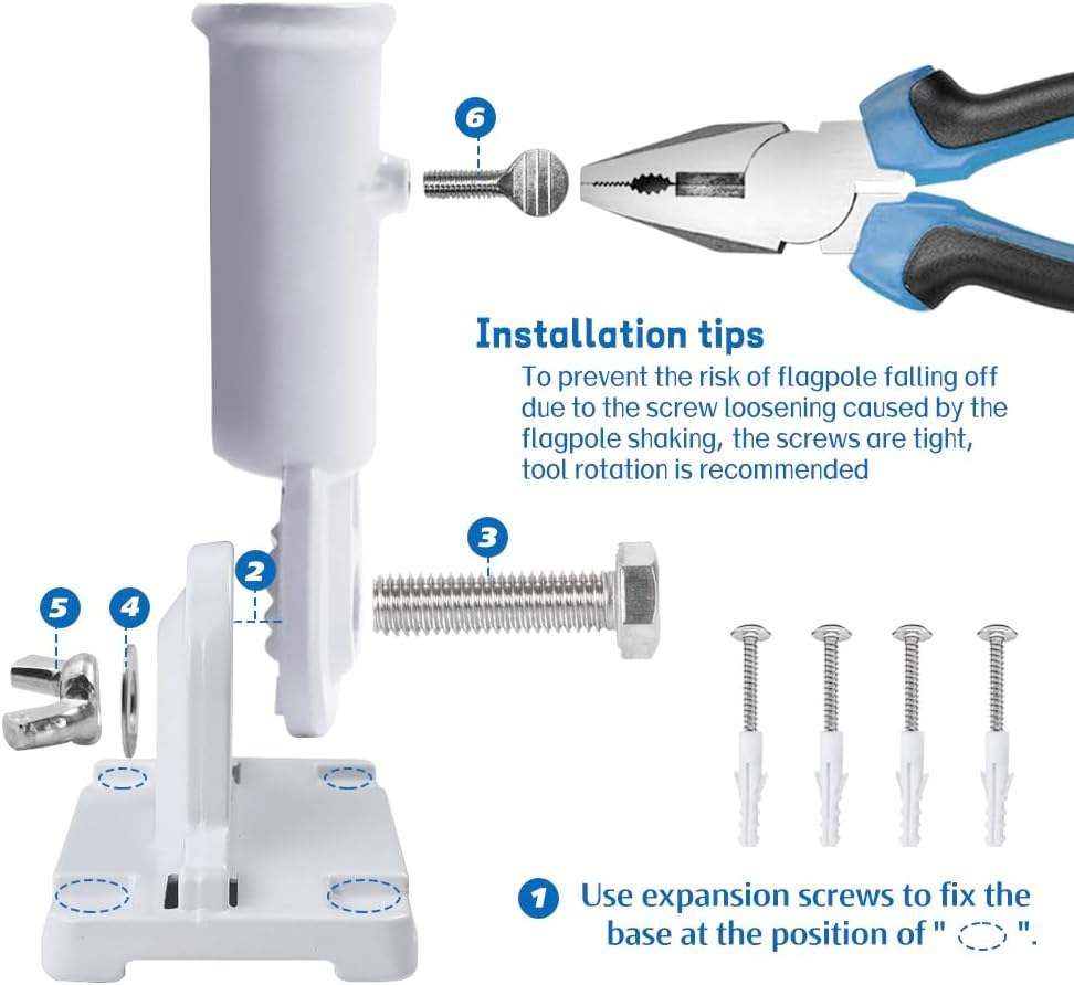 Flag Pole Holder, 2 Pack Flag Pole Mounting Bracket, Metal Flag Pole Bracket, Flagpole Hardware, Adjustable Multi Positions, Flag Stand Flag Bracket for House Outdoor image number 4