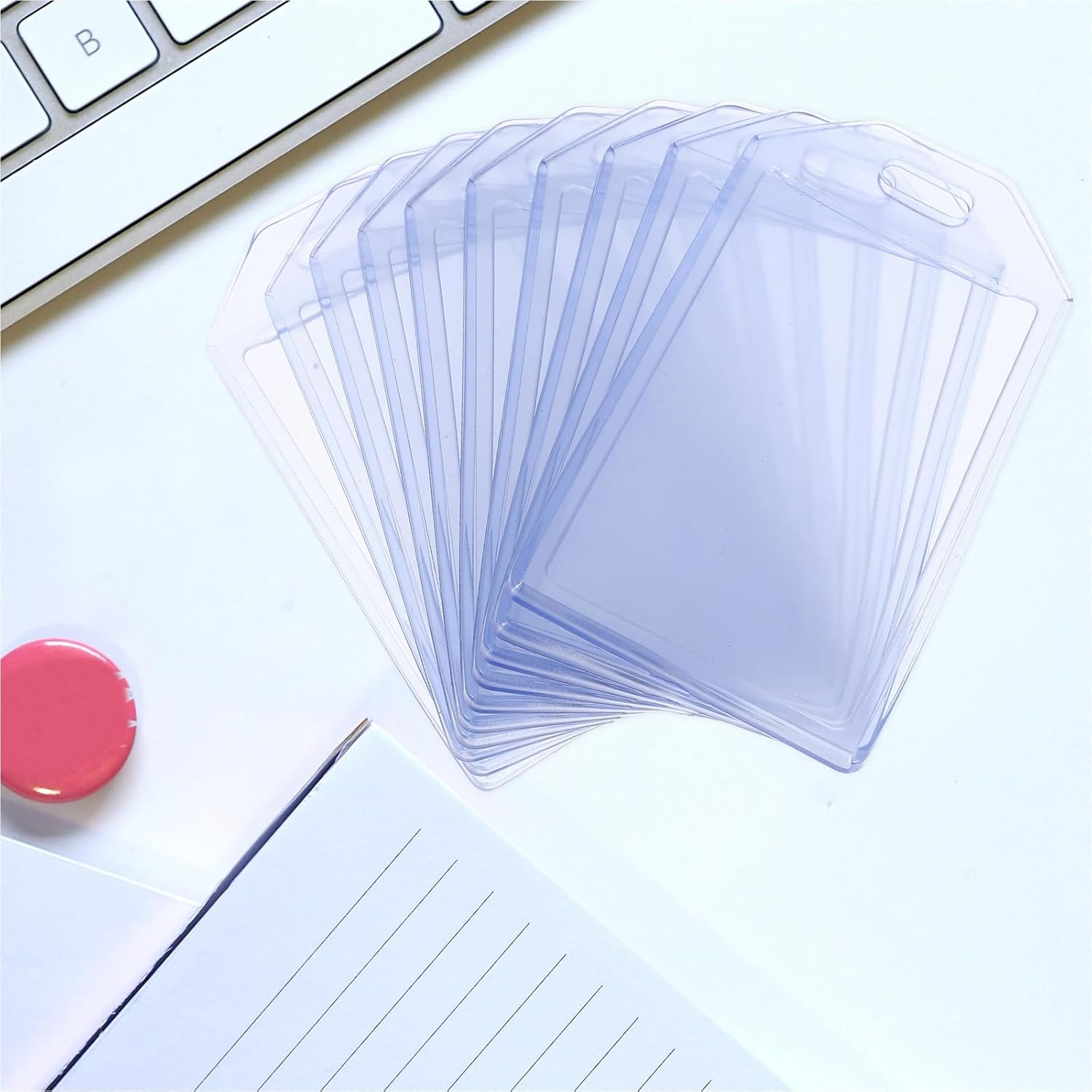 VINTORKY 10 Pcs Transparent PVC Card Holders Suitcase Name Tags Luggage Labels for Travel Work Badges School Bags Backpack Protection image number 4