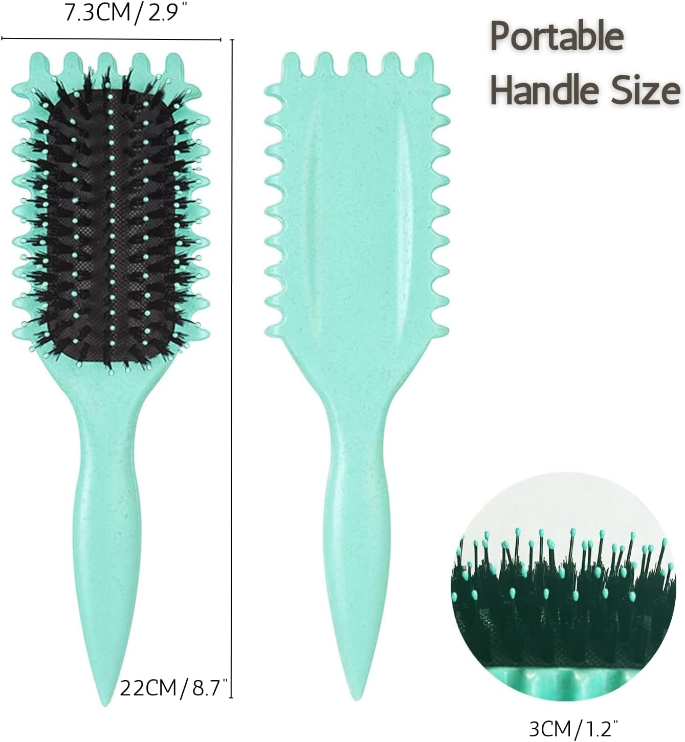 Curly Hair Brush Curl Defining Bounce Brush for Curly Hair Detangling,Shaping-Define Curling Comb Can Reduce Pulling for Women Men Girl Wet Hair or Promed Styling Edgelift-Green image number 4
