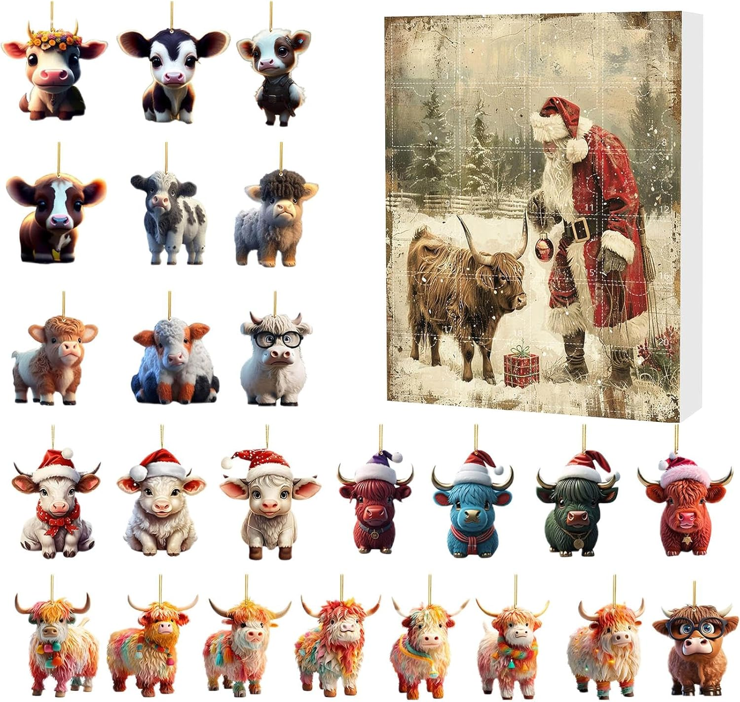 Highland Cattle,Christmas 2024,Cute Highland Cow 2024，Collectible Funny Cow Set, for Kids & Adults - A image number 5