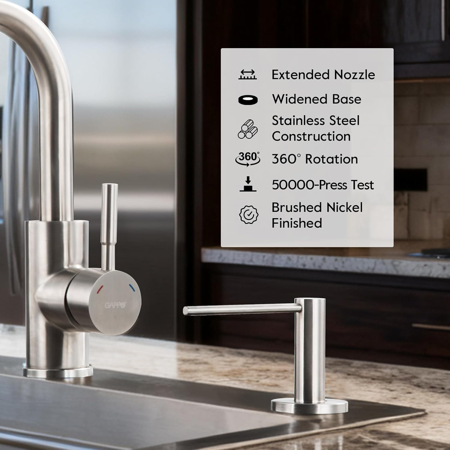 Soap Dispenser for Kitchen Sink Brushed Nickel Stainless Steel Countertop Pump Hand Lotion Built in Bottlend Lotion Built in Bottle image number 2