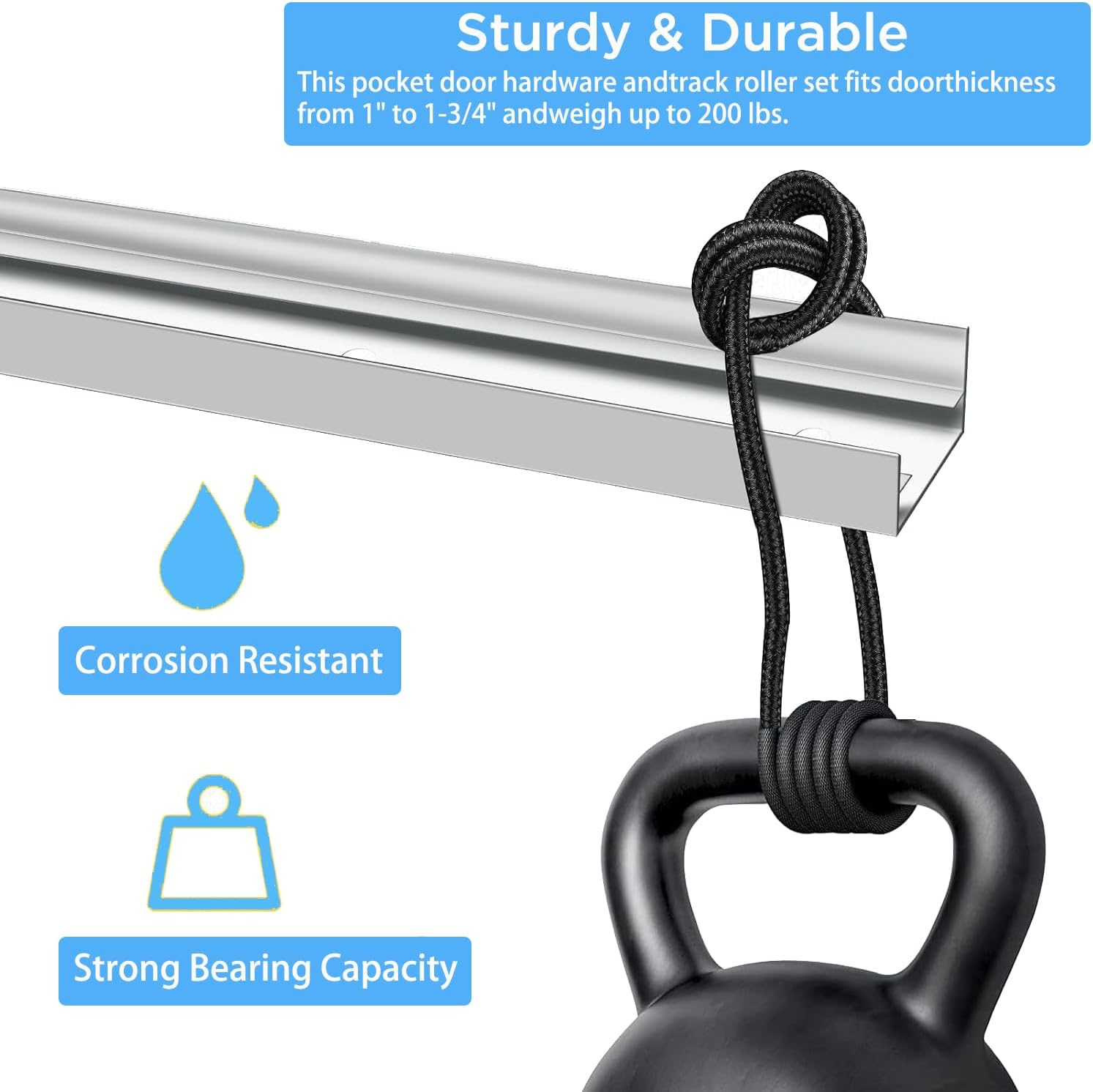 Bifold Closet Door Hardware Kit with Tracks, Folding Door Hardware Replacements Part Included Full Accessories, Top Guide Wheels, Top Pivot, Bottom Pivot, Hinges and Segmented Track (36 Inch) image number 4