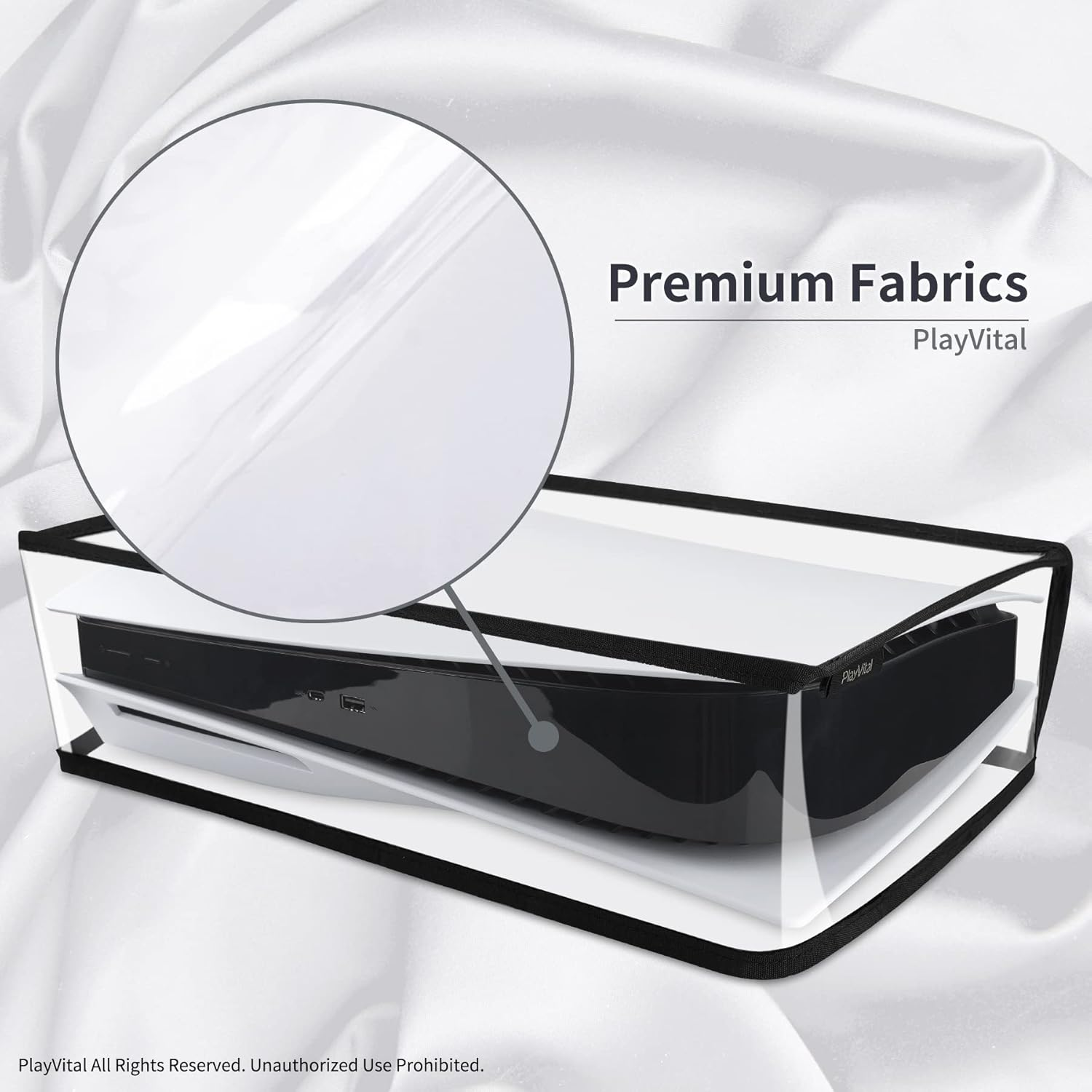 Playvital Horizontal Dust Cover for Ps5, Dust Guard for Ps5 Console, anti Scratch Waterproof Cover Sleeve Console Digital Edition & Disc Edition - Transparent - Black image number 2