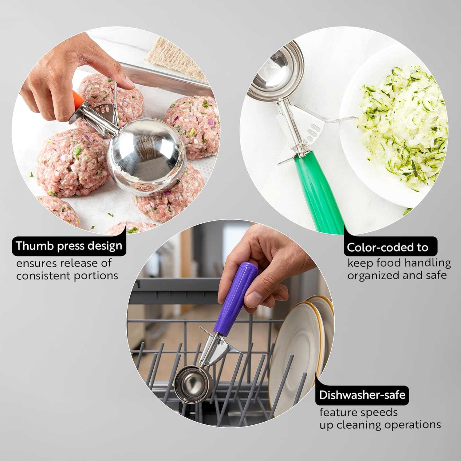 Restaurantware Met Lux 2.75 Ounce Portion Scoop, 1 Durable Cookie Scoop - #16, with Blue Handle, Stainless Steel Disher, for Portion Control, Scoop Cookie Dough, Cupcake Batter, or Ice Cream image number 2