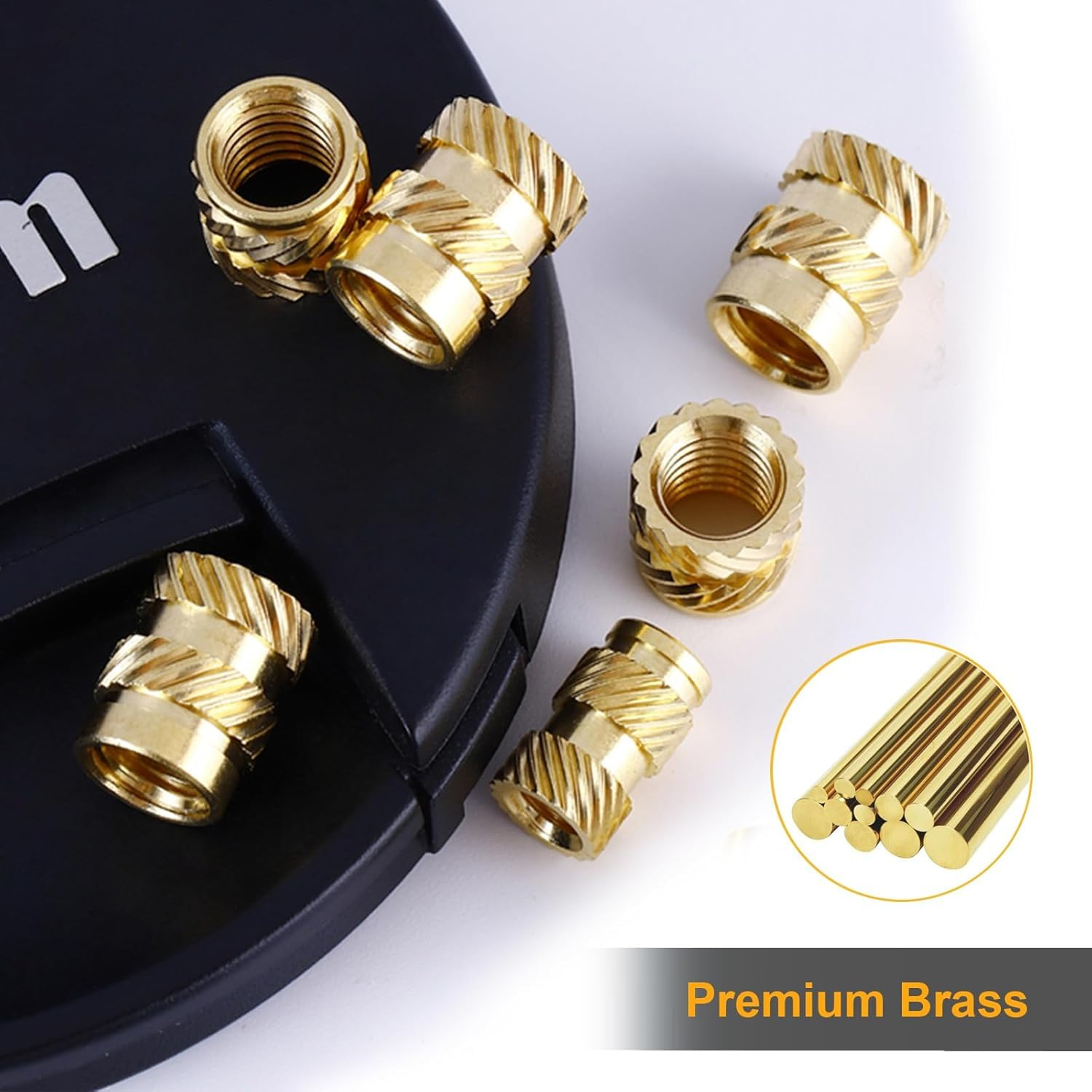 300Pcs M2 M3 M4 M5 M6 Brass Threaded Inserts, Brass Heat Set Insert for Plastic Parts, Threaded Insert Set for 3D Printing Injection Molding(Color:As Shown) image number 2