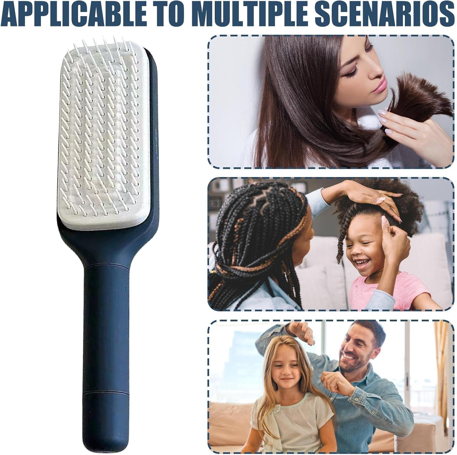 Scalp Massager, Brush Master Self-Cleaning Hairbrush, Scalp Scrubber with Soft Silicone Bristles Scalp Massager Shampoo Brush Tool, Hair Growth and Scalp Care - Gray image number 3