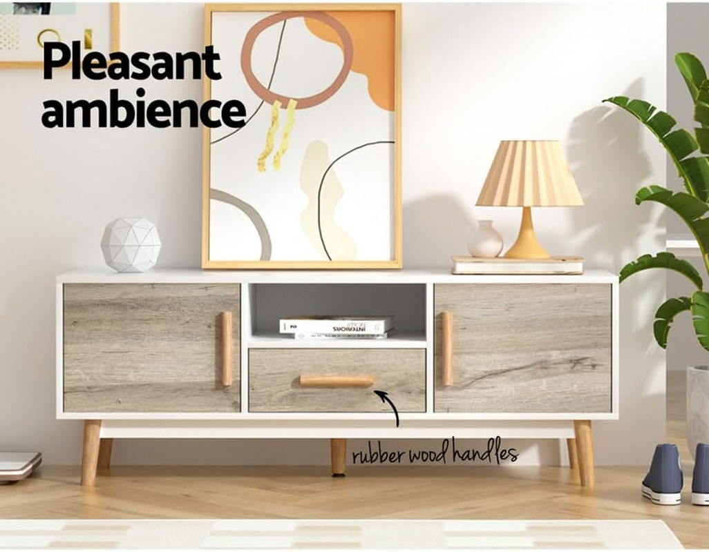 Artiss TV Unit Cabinet Entertainment Units, Wood Stand Table Cabinets Storage Shelf Organiser Cupboard Home Living Room Bedroom Furniture, with 3 Drawer White image number 5