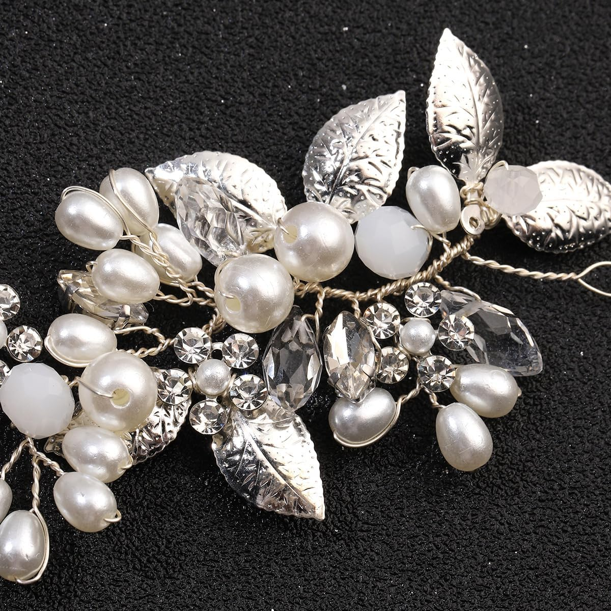 Brateuanoii Silver Crystal Headband, Flower Leaf Headpiece, Wedding Hair Accessories for Bridal, Hair Accessories for Women and Girls image number 2