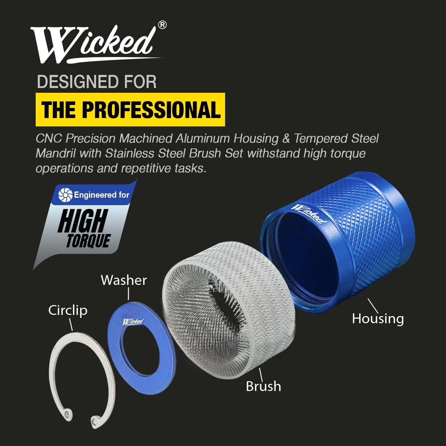 WICKED 1/2&rsquo;&rsquo; Copper Tube Pipe Cleaning Brush Kit; the Professional Plumber&rsquo;S Tool Industrial &ldquo;All Metal&rdquo; Strength Heavy Duty Construction Grade with Replaceable Parts image number 1