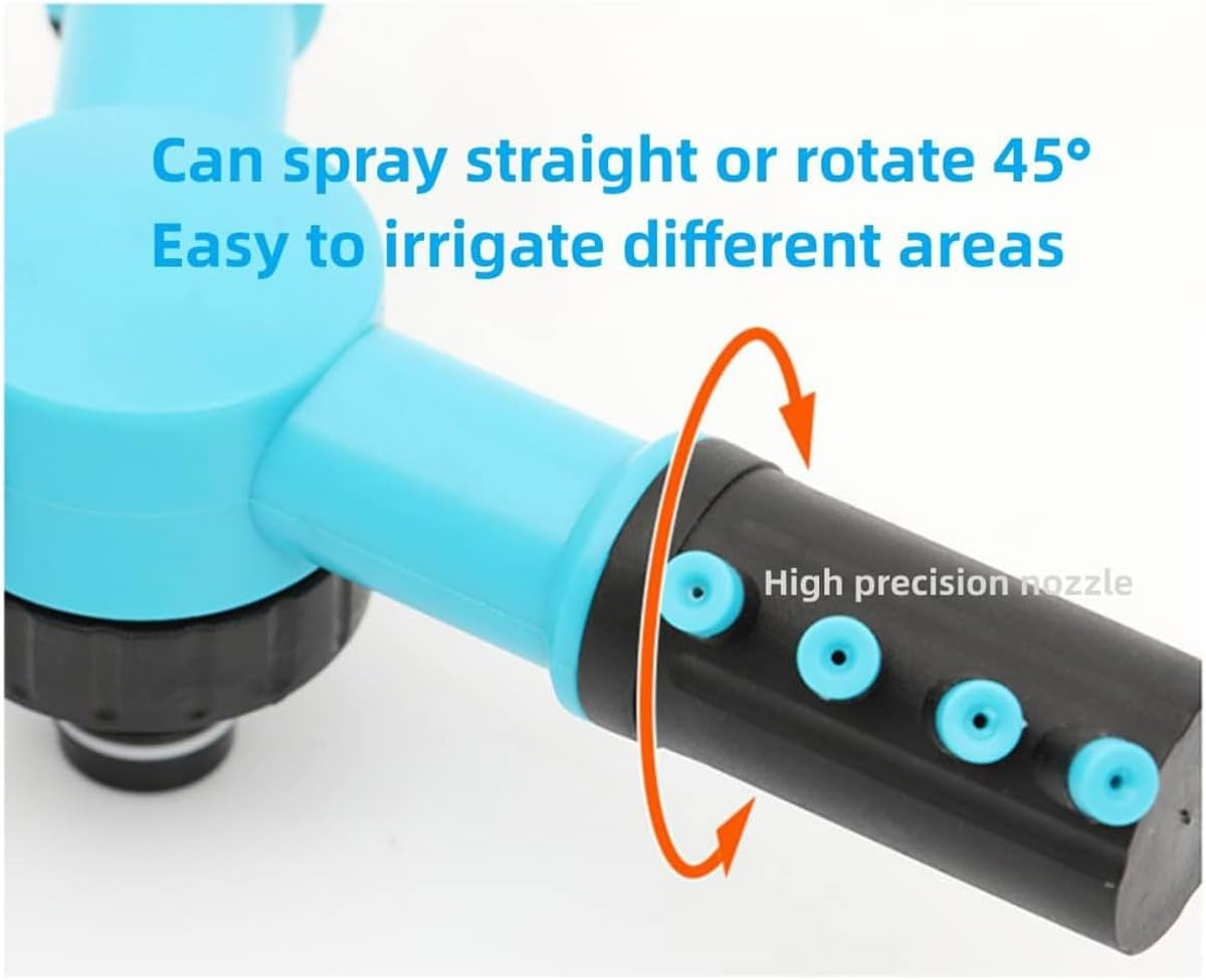 AIMALL 360&deg; Rotating Trigeminal Lawn Sprinkler &ndash; 9.45"X6.89" Garden Irrigation Sprayer with Spike Base & 12 Adjustable Jets for Balcony, Yard & Outdoor Cooling image number 6