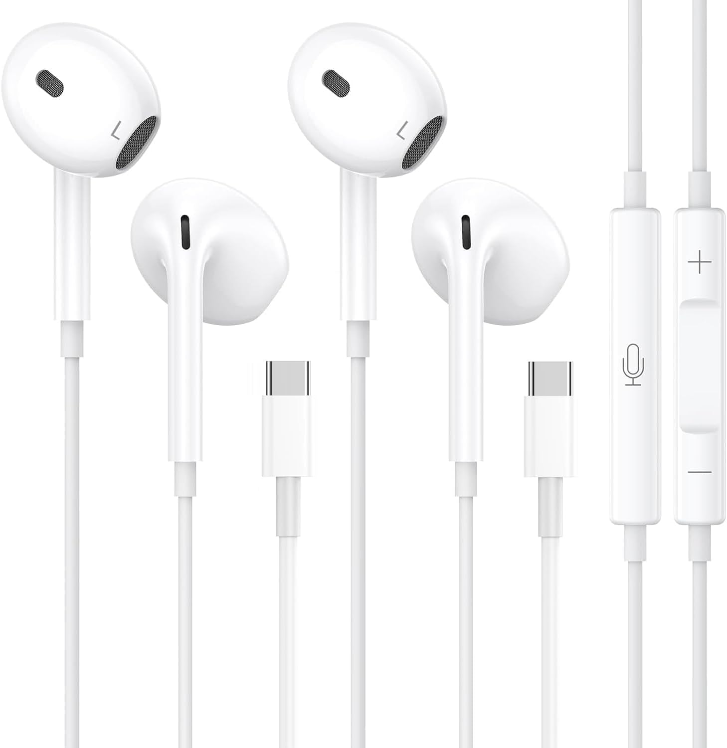 2 Pack In-Ear Headphones for Iphone 16/15 Pro Max Plus, Type C Earbuds with Microphone & Volume Control Nosie Reduction, Earphones Hifi Stere for Ipad Pro, Galaxy S23/S22/S21/S20/Ultra Note 10/20 image number 5